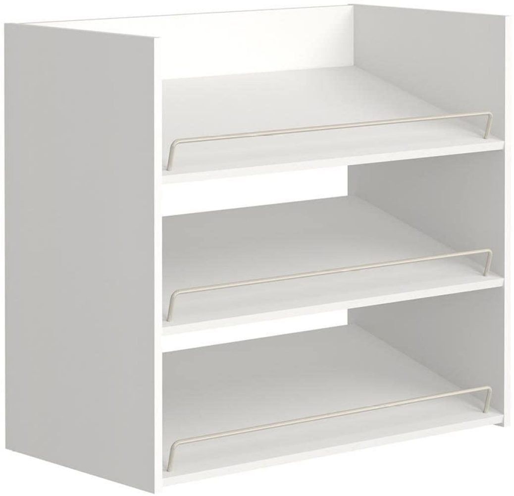 White Stackable 3-Shelf Wood Shoe Organizer