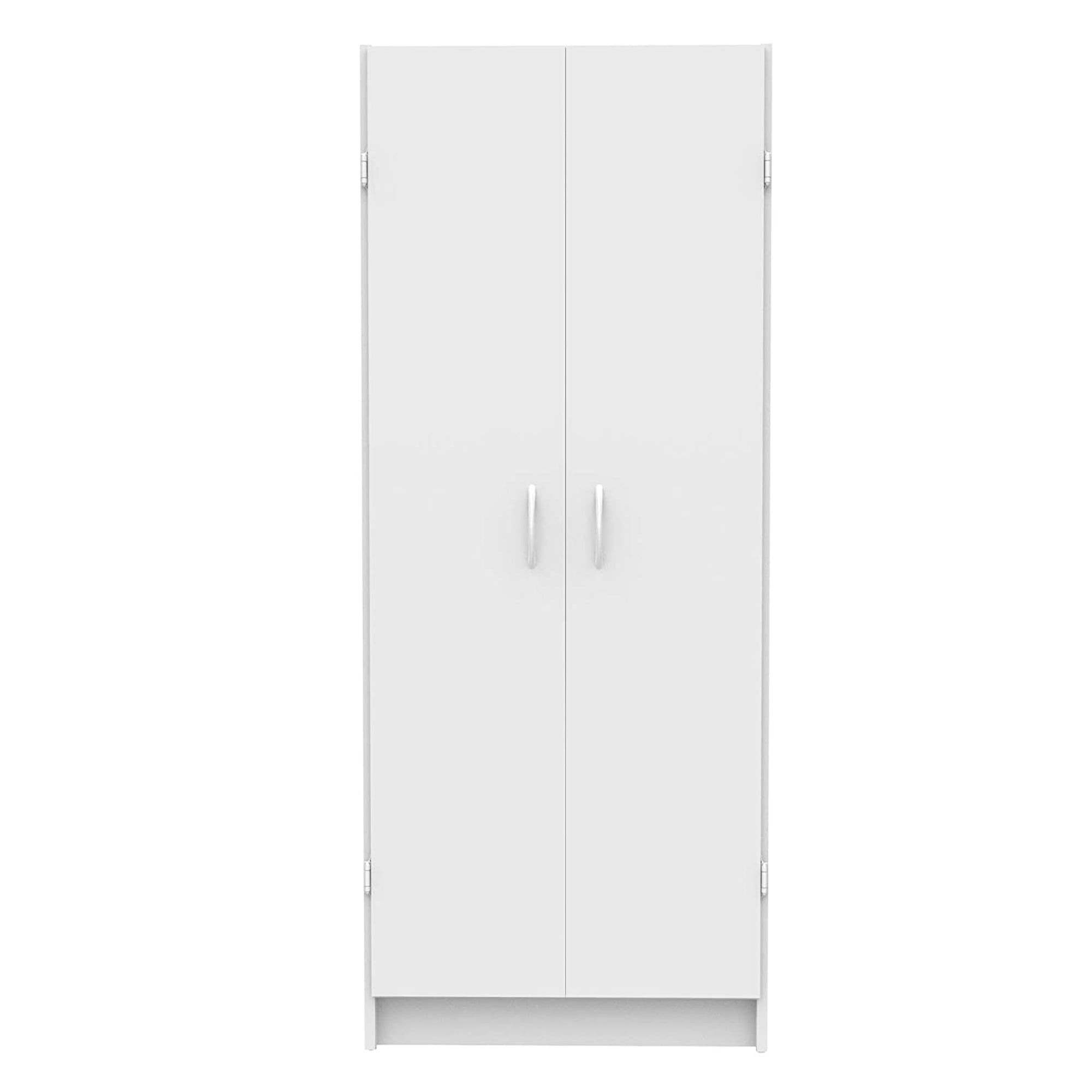 White Freestanding 4-Shelf Pantry Cabinet with Adjustable Shelves