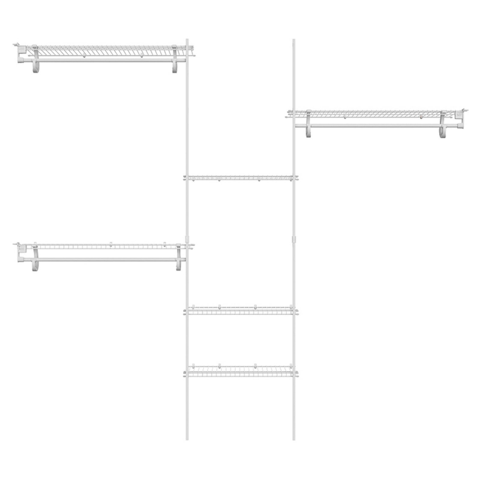 White Adjustable Steel Wall-Mounted Closet Organizer Kit