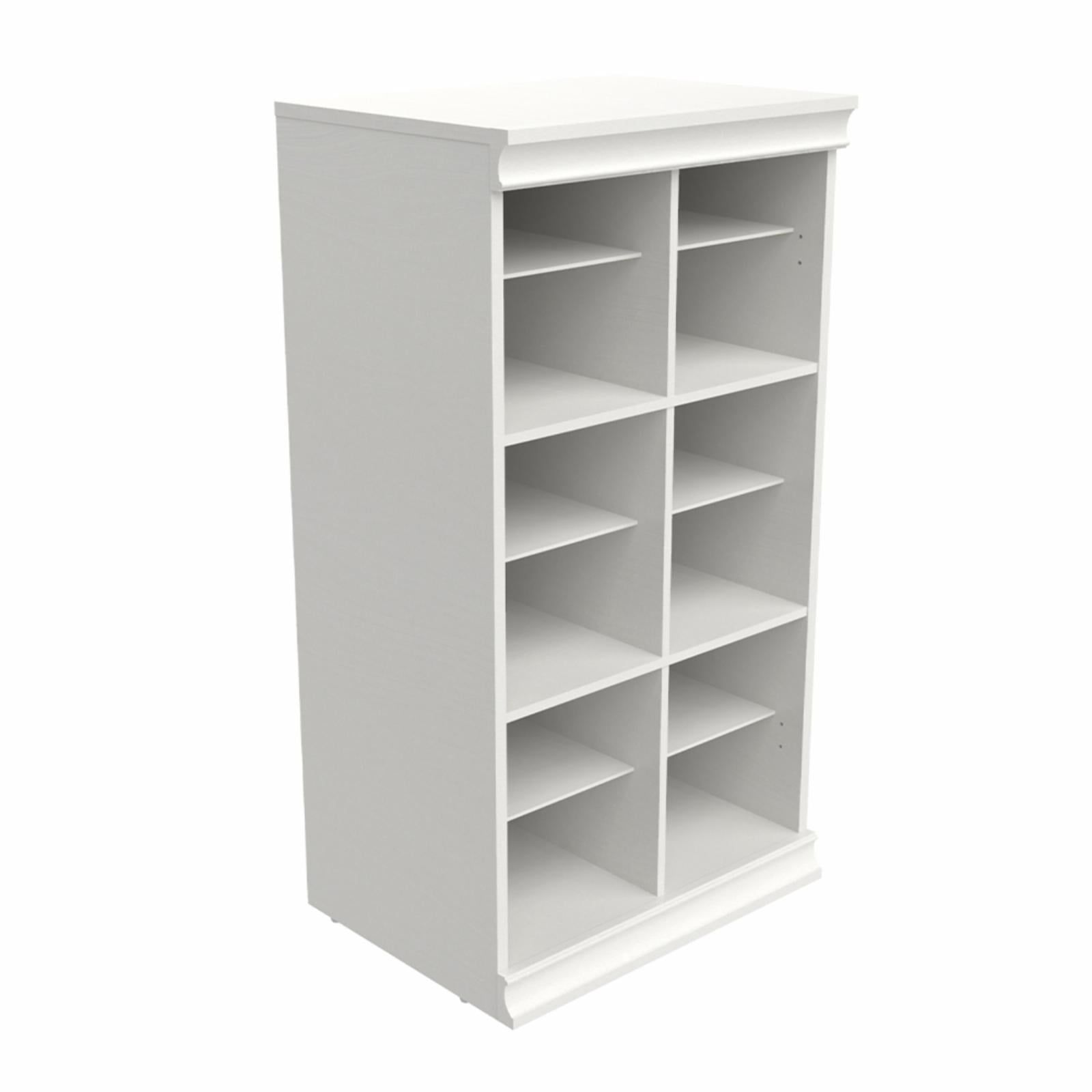 White Stackable Modular Wood Closet Organizer with 12 Shelves