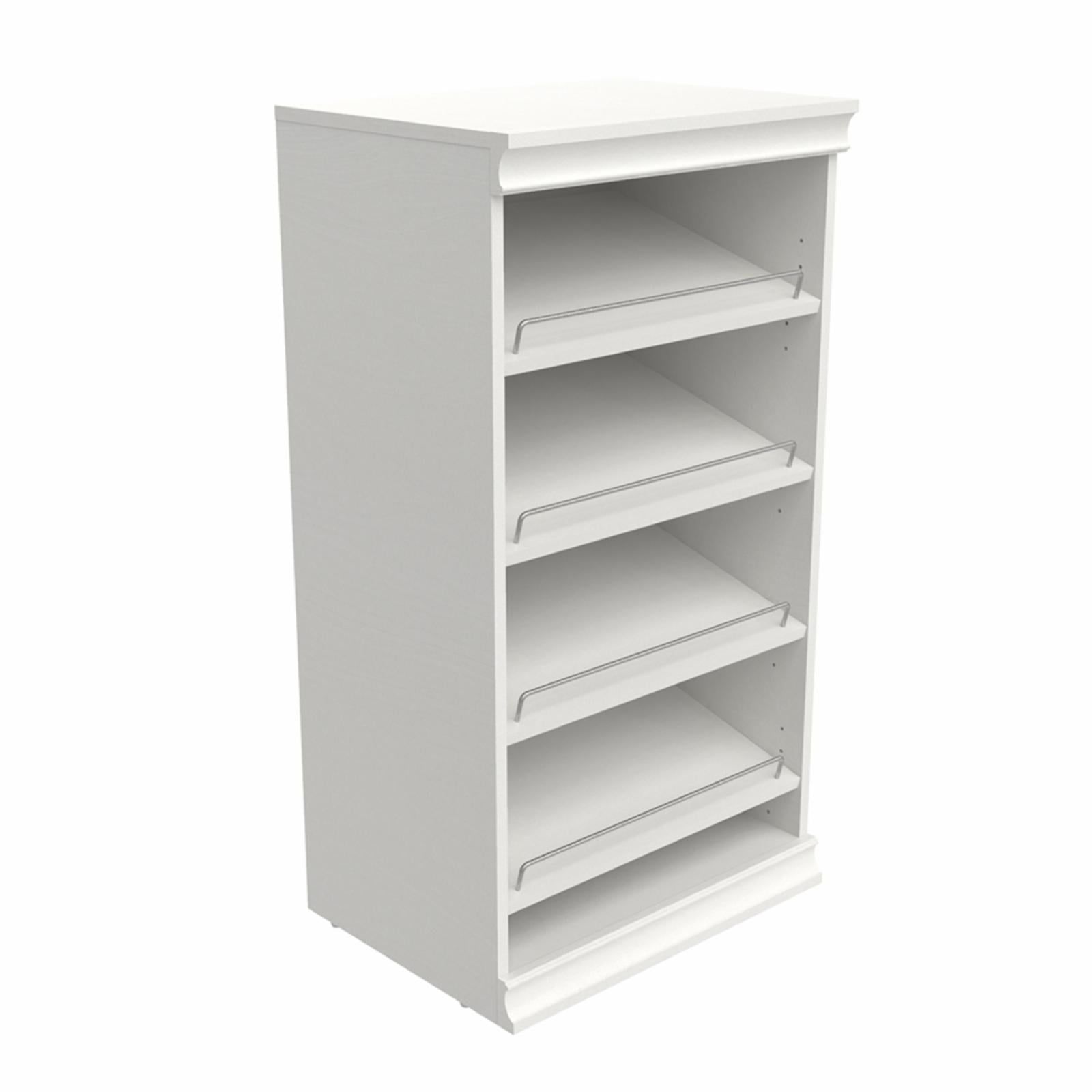 White Stackable Wood and Metal Shoe Shelf Unit