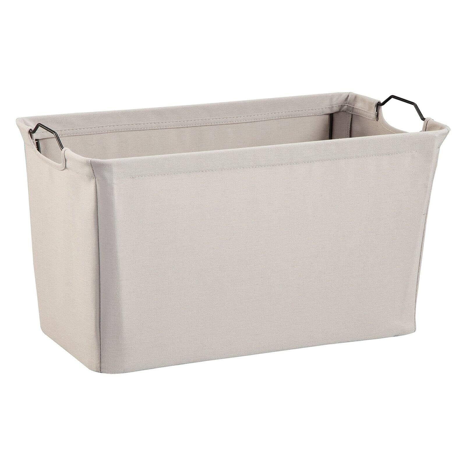 Light Gray Fabric Storage Bin with Steel Wire Handles