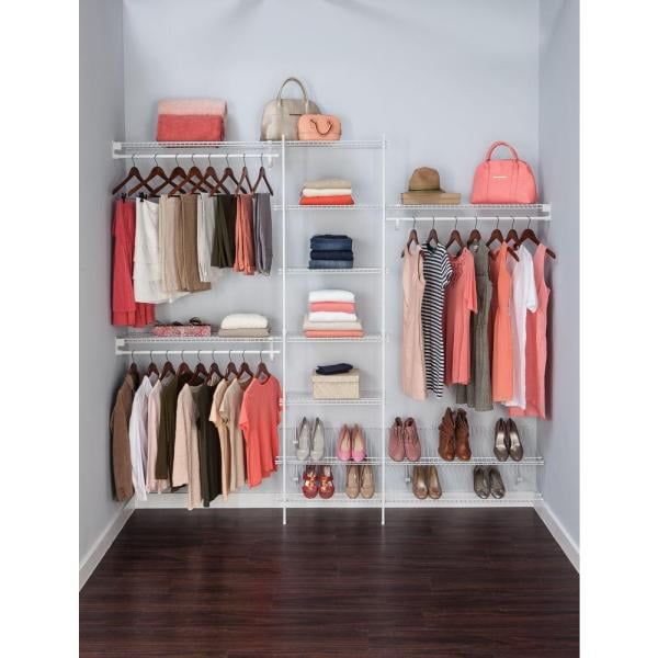 White Ventilated Steel 5ft to 8ft Closet Organizer Kit