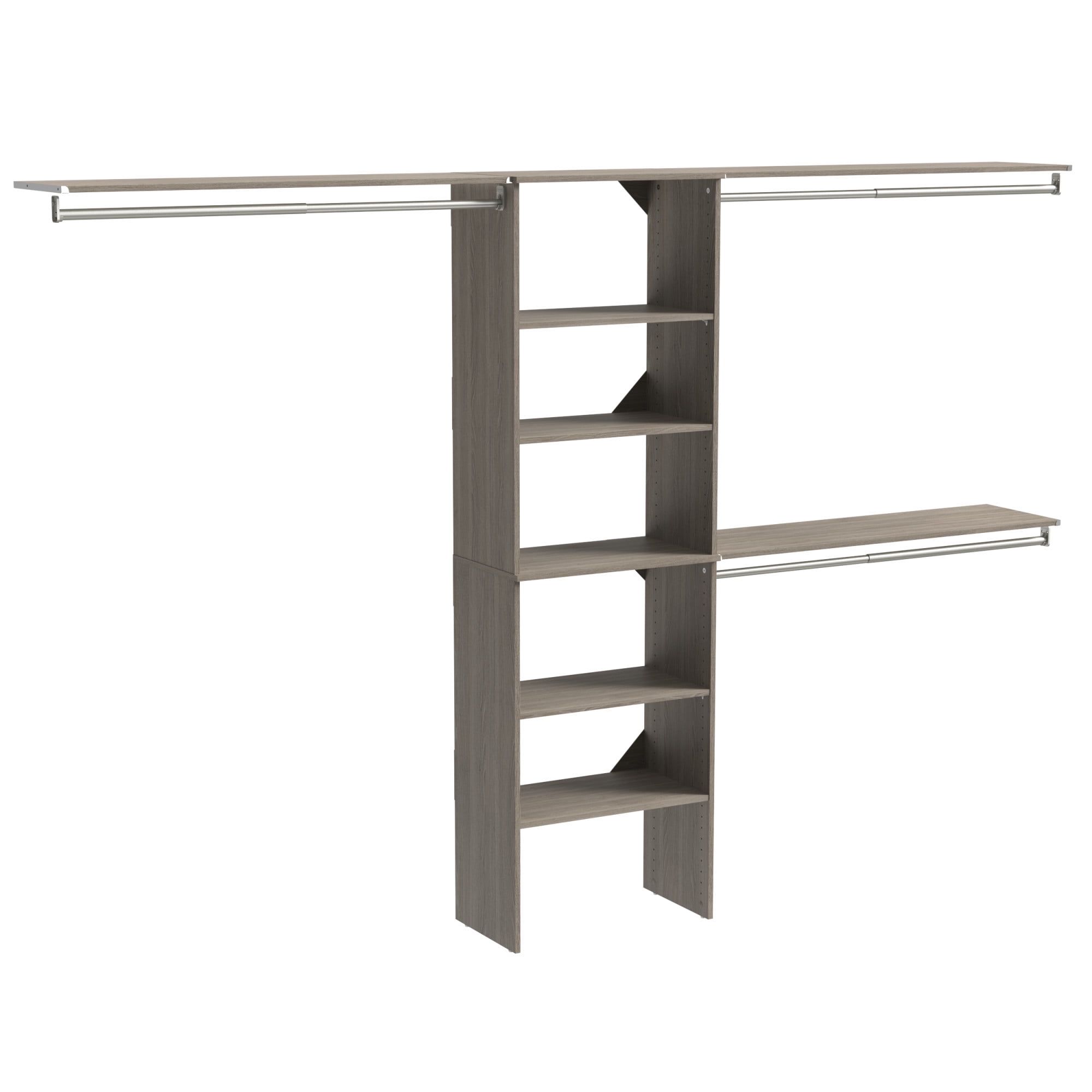 Gray 7-10 Foot Wide Closet System Kit with Adjustable Shelves