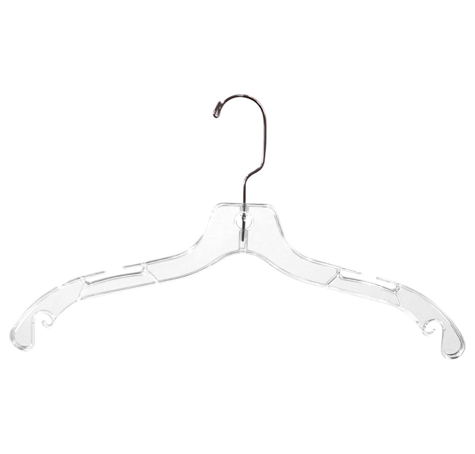 Clear Plastic Lightweight Dress Hangers with Chrome Hooks, 17" - Pack of 100