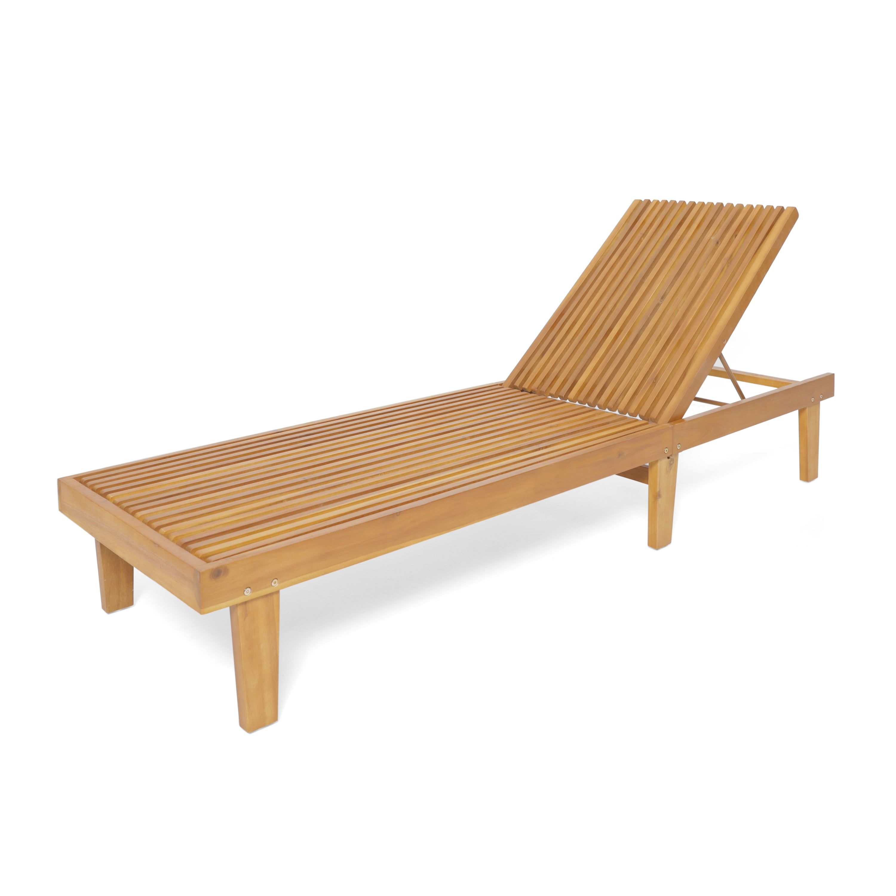 Teak Acacia Wood Adjustable Outdoor Chaise Lounge