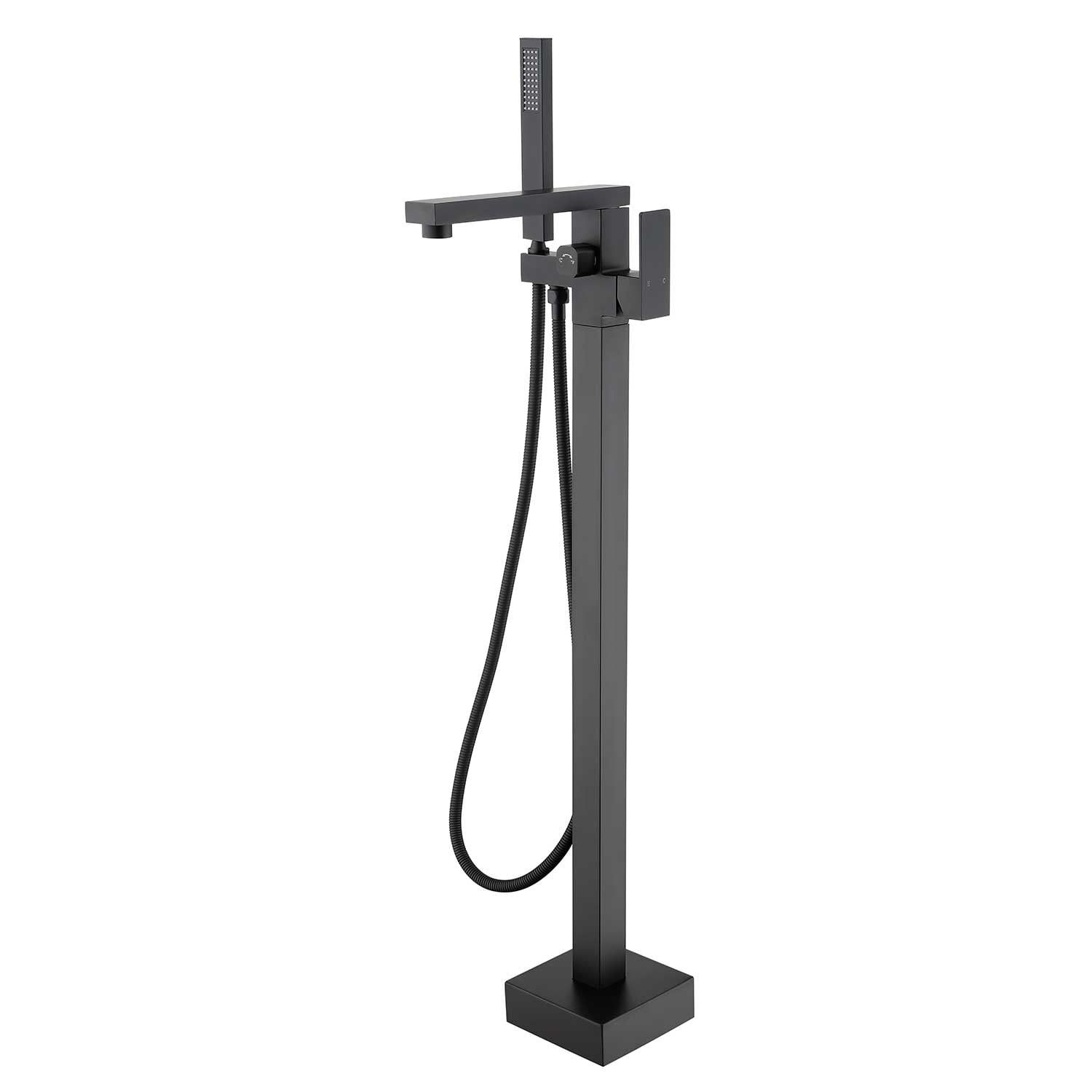 Matte Black Brass Freestanding Bathtub Faucet with Hand Shower