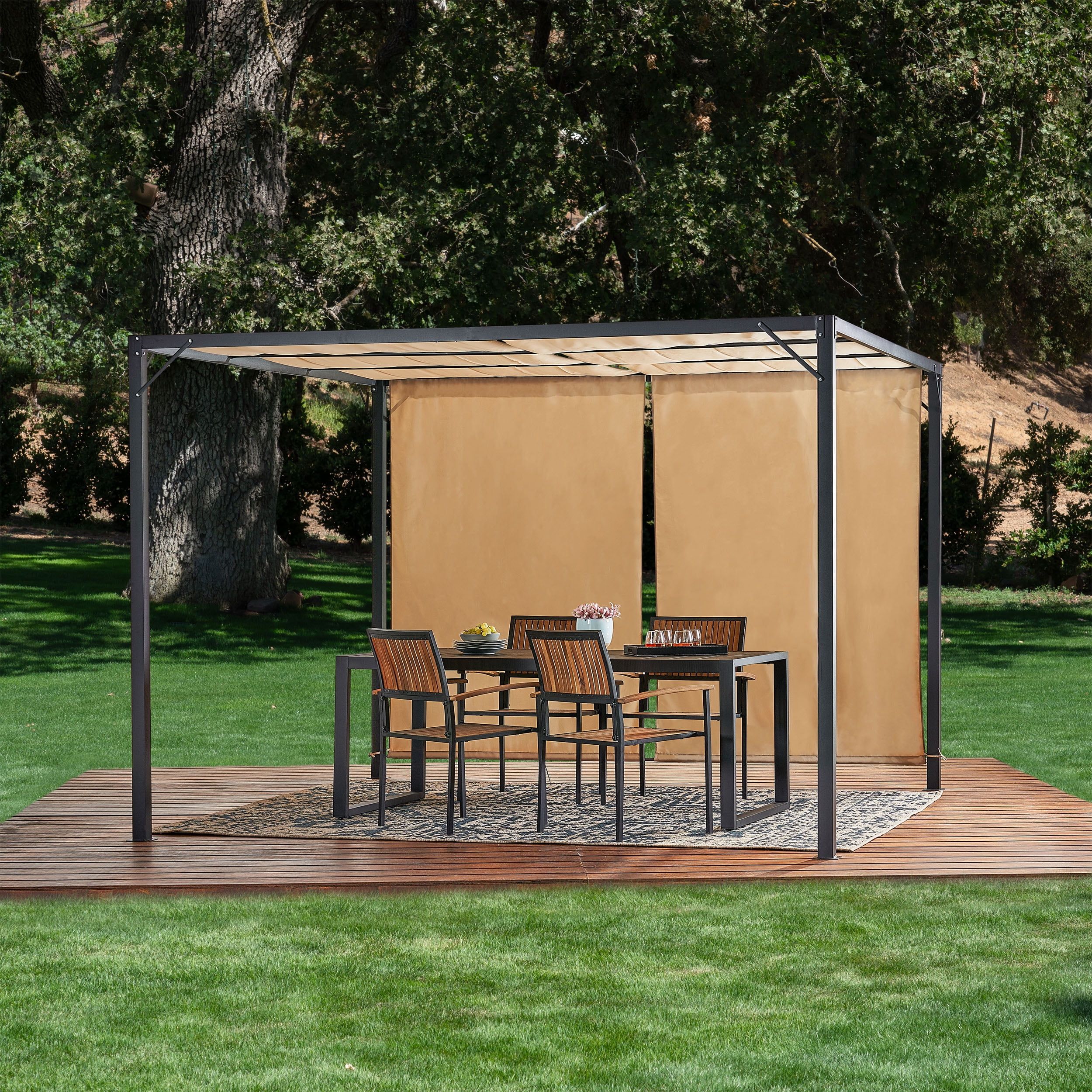 Westray Beige Steel 9.5 x 9.5 Ft. Outdoor Gazebo with Canopy