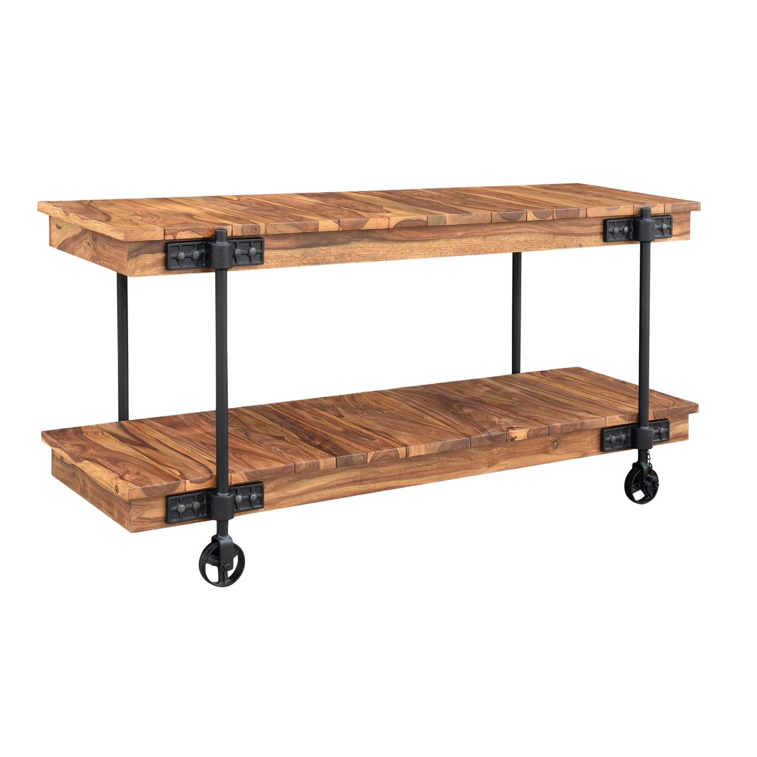 Kingston Sheesham Wood and Iron Industrial Console Table with Storage