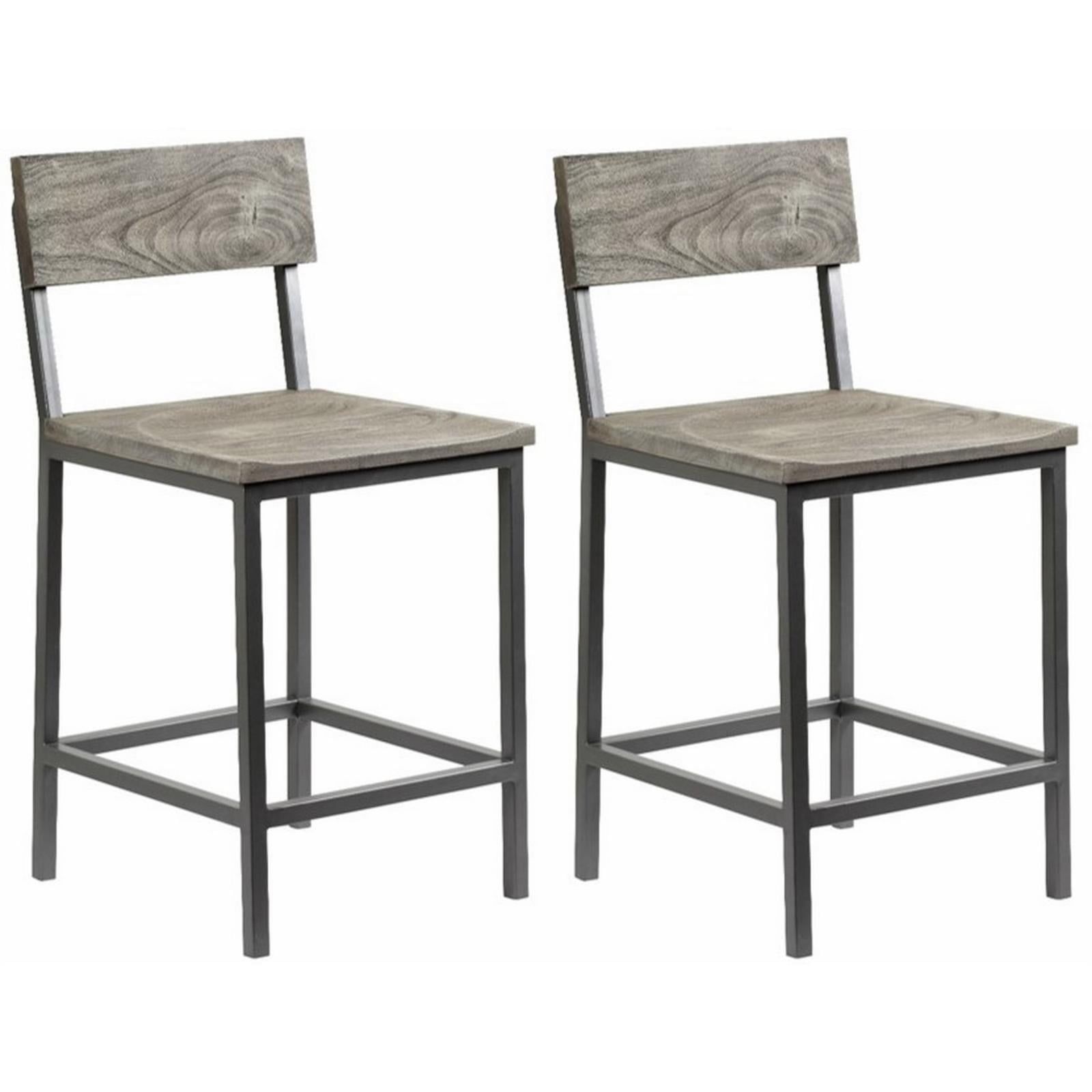 Transitional Sandblast Grey & Gunmetal Counter Barstool, Set of 2