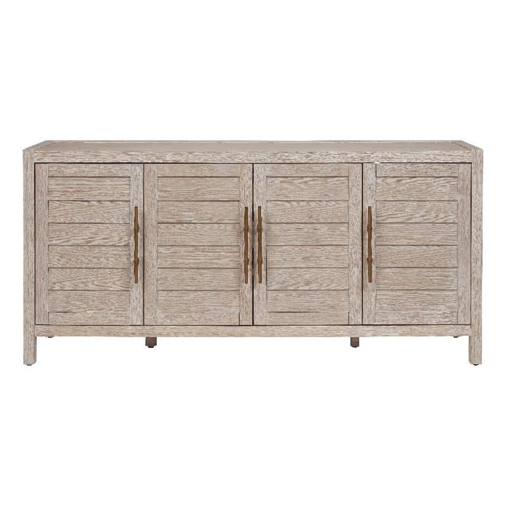 Beige Transitional 72" Wood Media Console with Cabinet