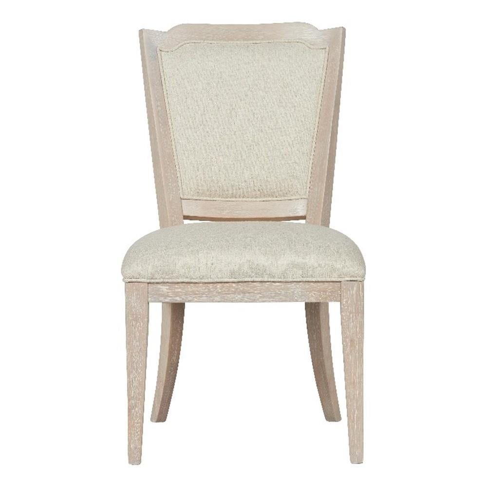 Cream Upholstered Wood Side Chair with Sea Oat Finish