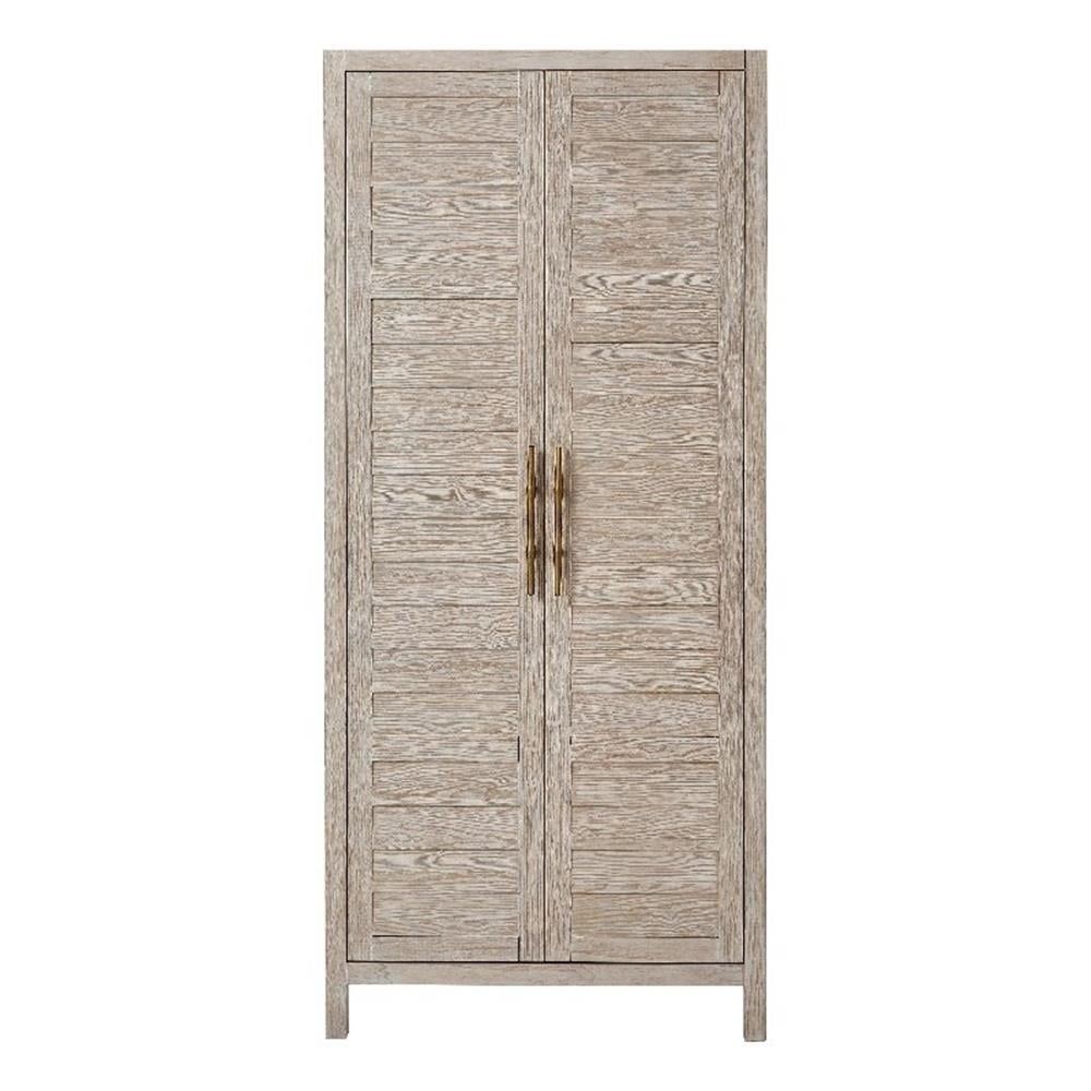 Weathered White Oak Coastal Office Cabinet with Adjustable Shelving