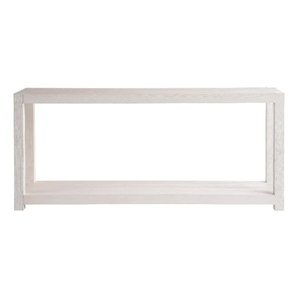 Weathered White Oak Coastal Console Table with Shelf