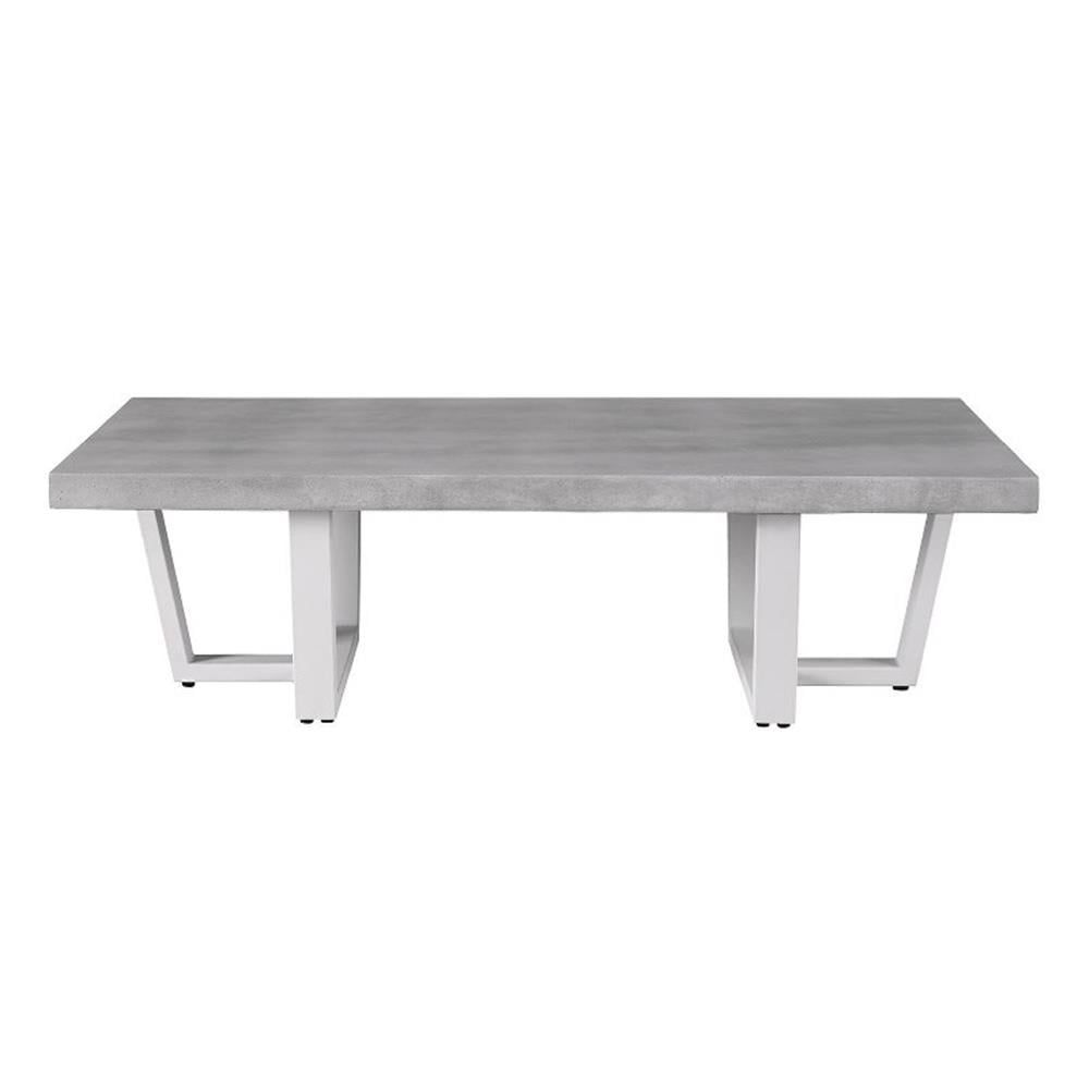 Gray Concrete and Metal Coastal Rectangular Coffee Table