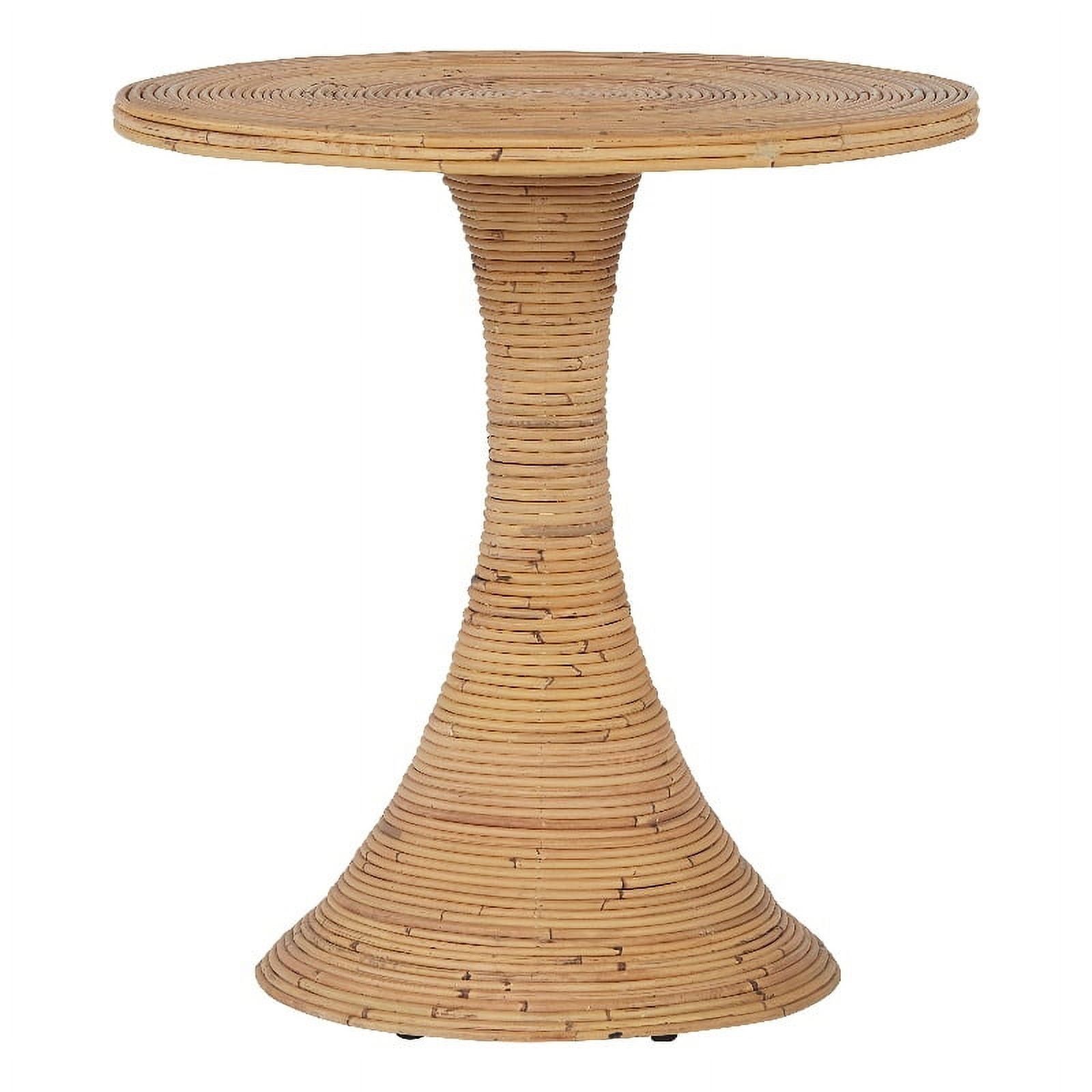 Natural Rattan Round Pedestal Accent Table