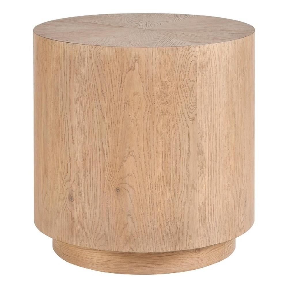 Round Natural Oak Coastal End Table