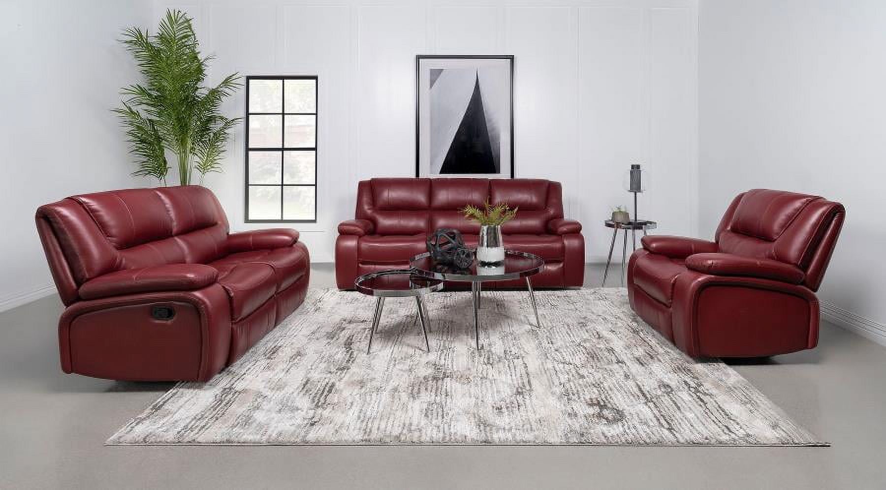 Camila Red Faux Leather 3-Piece Reclining Sofa Set