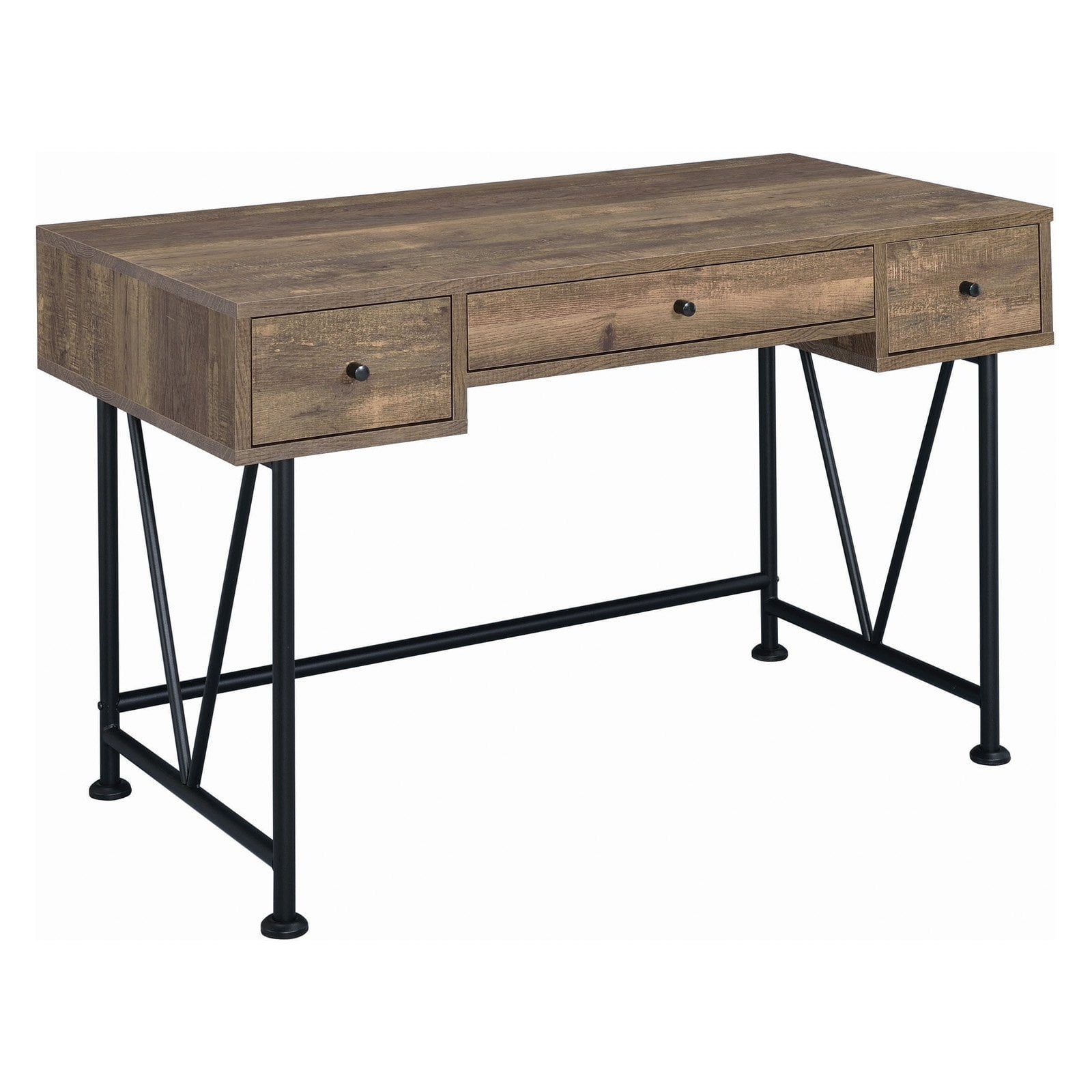 Transitional Rustic Oak Home Office Desk with 3 Drawers