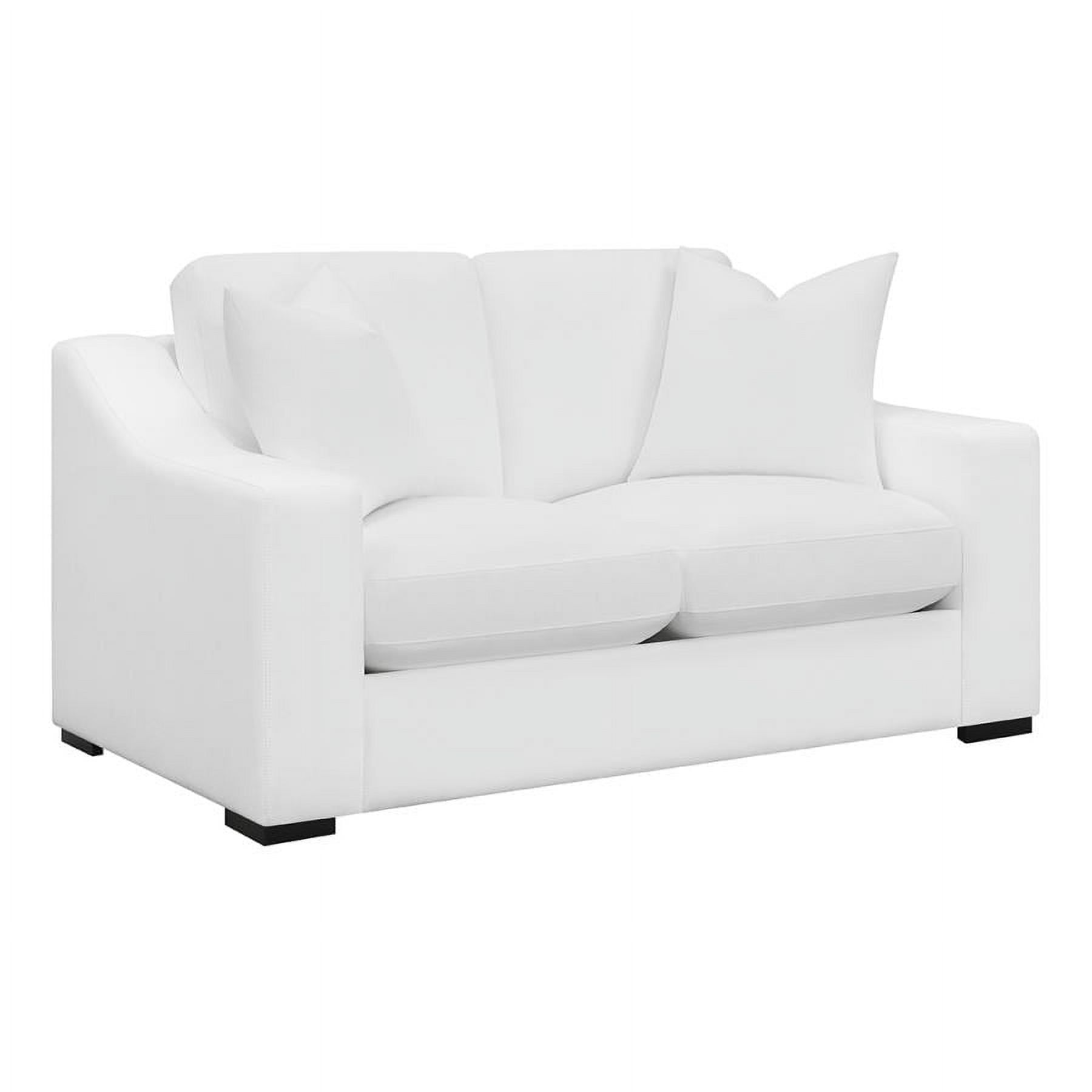 White Fabric Transitional Loveseat with Sloped Arms