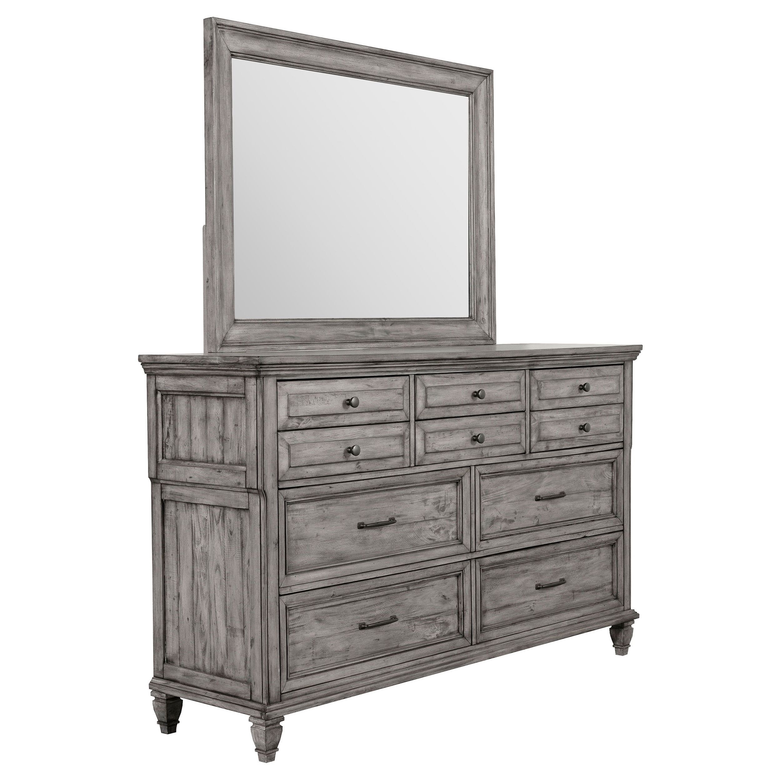 Gray Mahogany 8-Drawer Dresser with Mirror and Felt Lined Drawer