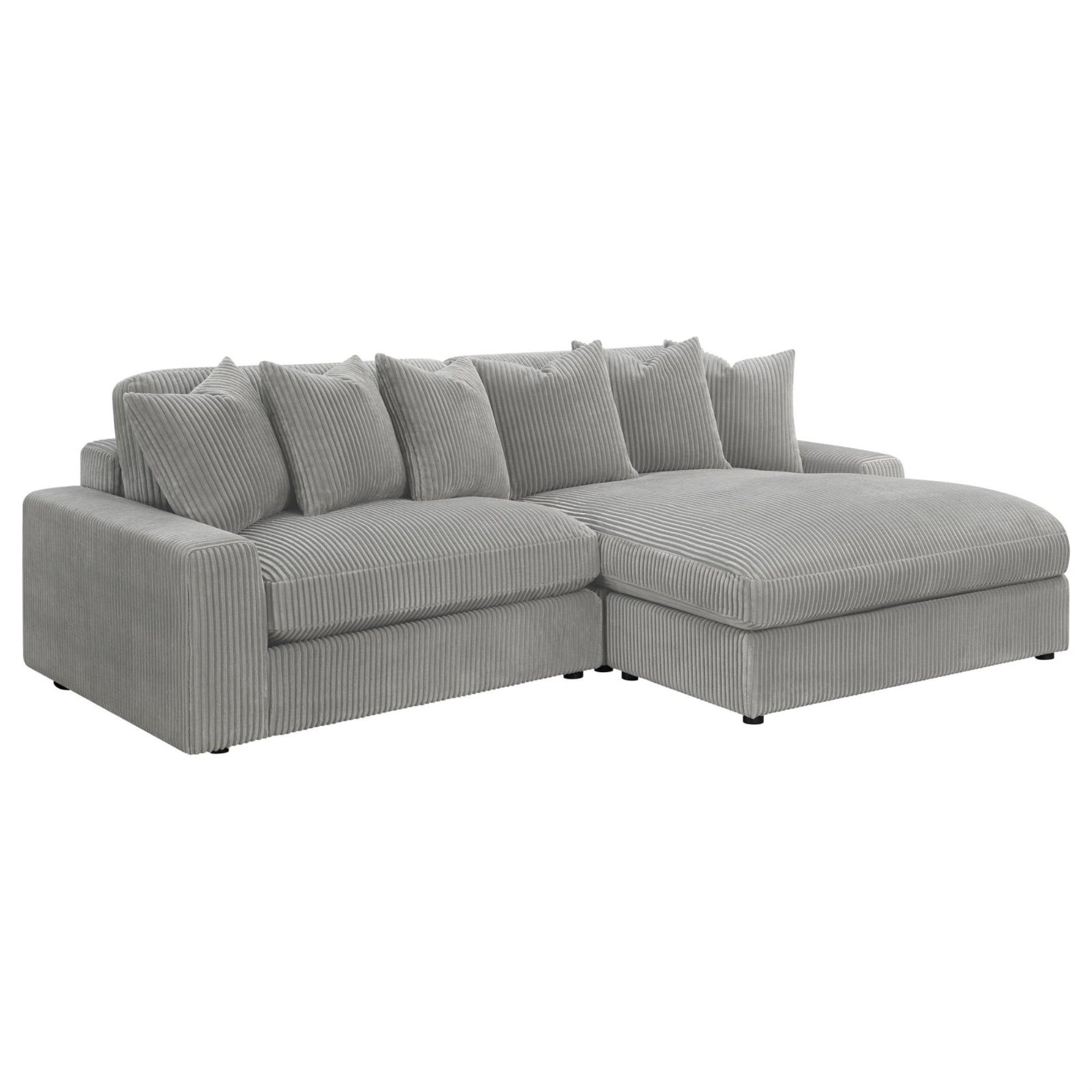 Beige Fabric Three-Piece Reversible Sectional Sofa