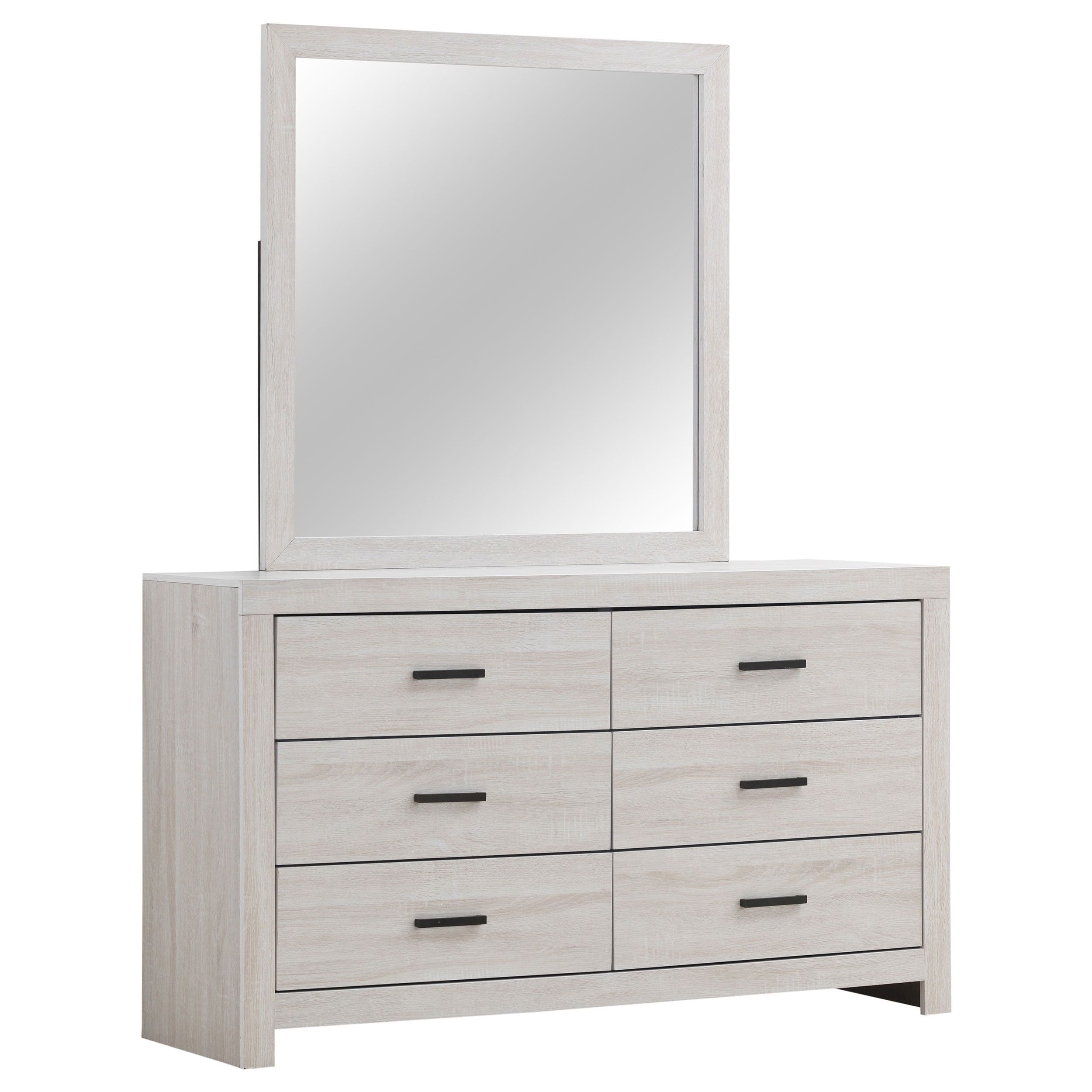 Coastal White 6-Drawer Dresser with Mirror