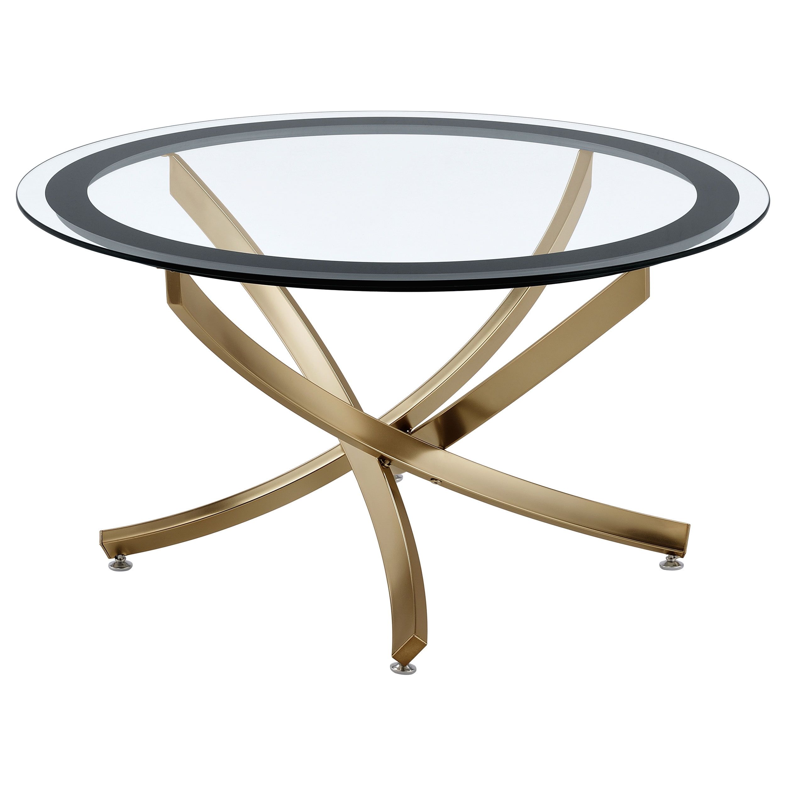 Round Gold Glass Top Coffee Table with Metal Base