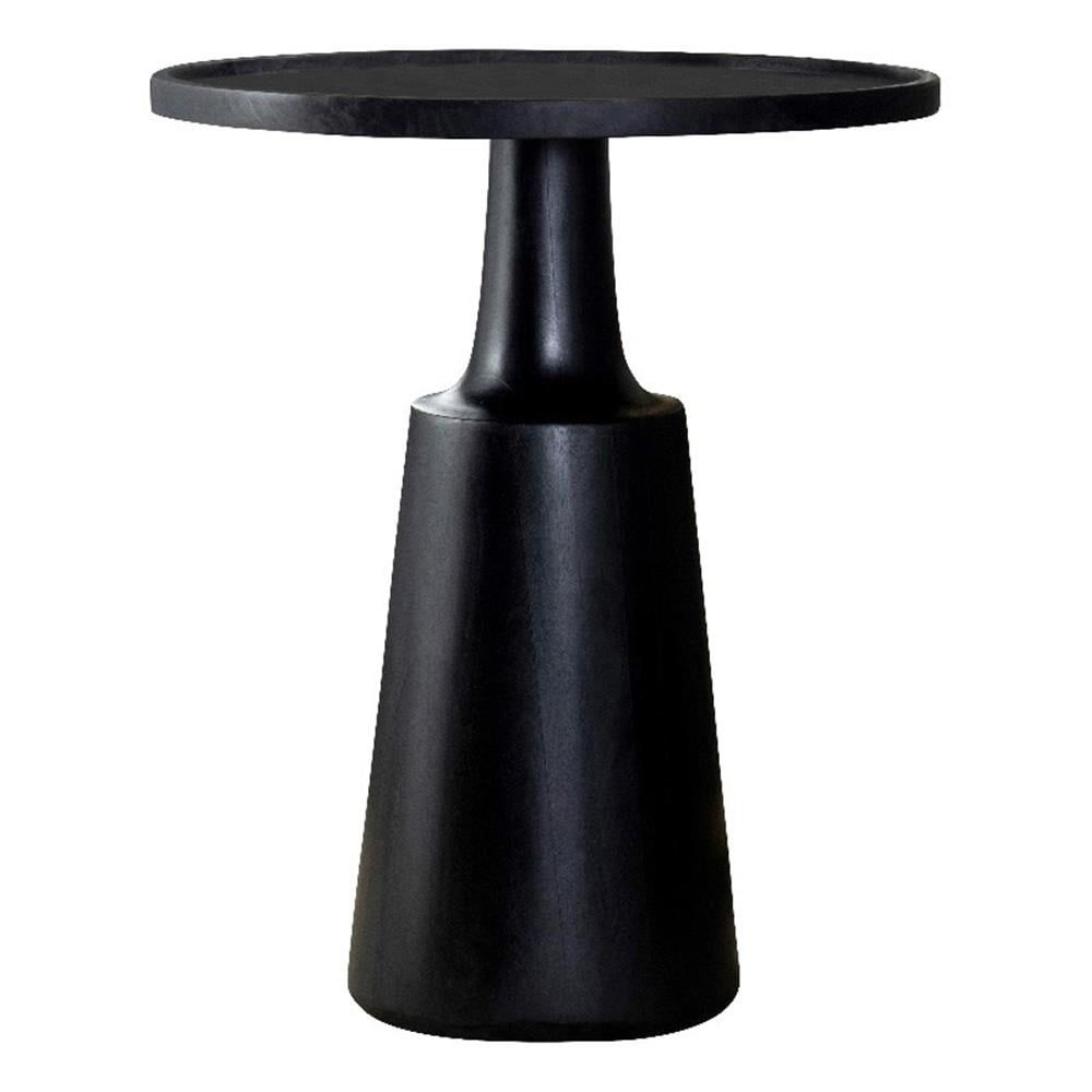 Black Mango Wood Round Accent Table
