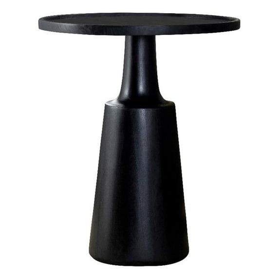Black Mango Wood Round Accent Table