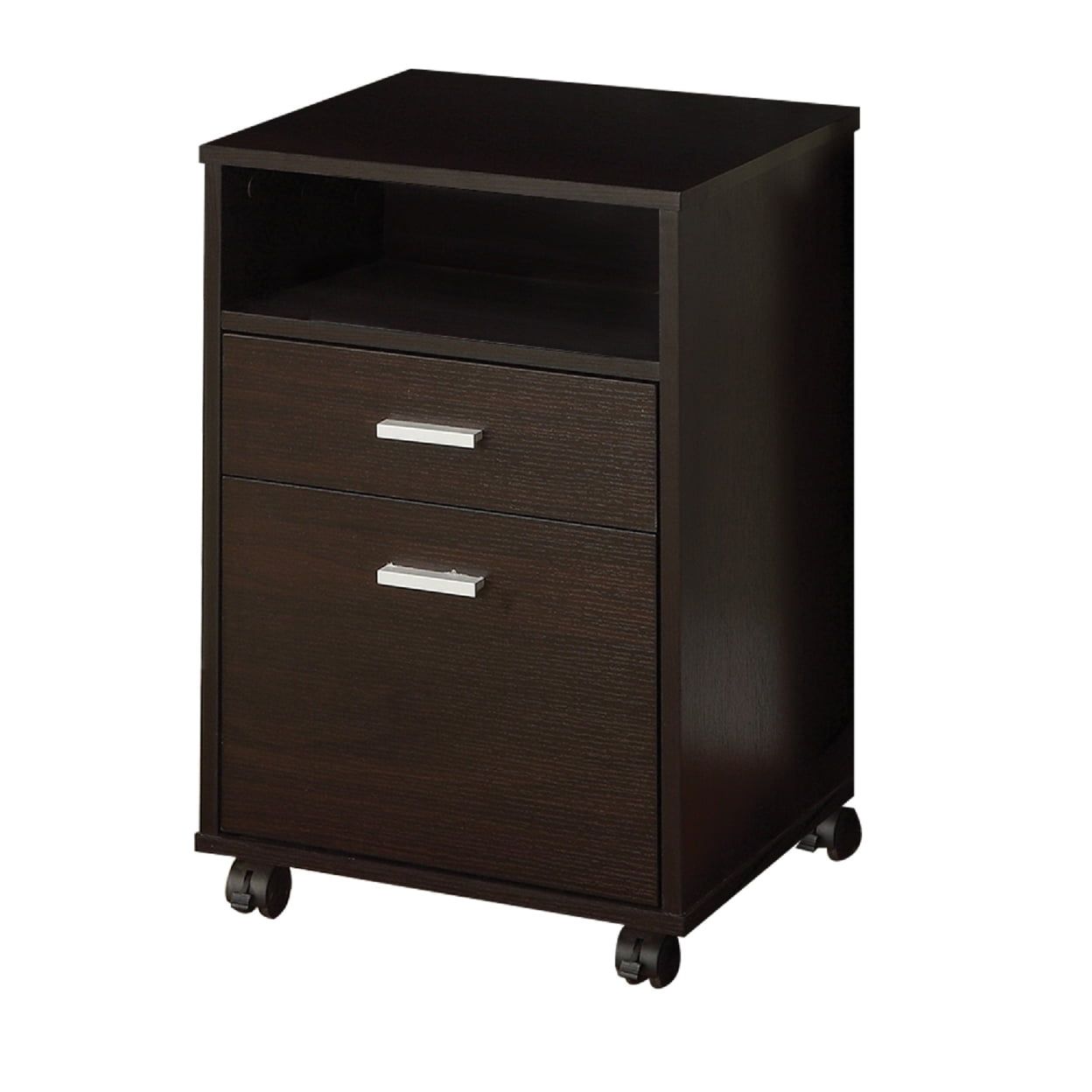 Cappuccino Transitional Home Office Desk with Rolling File Cabinet