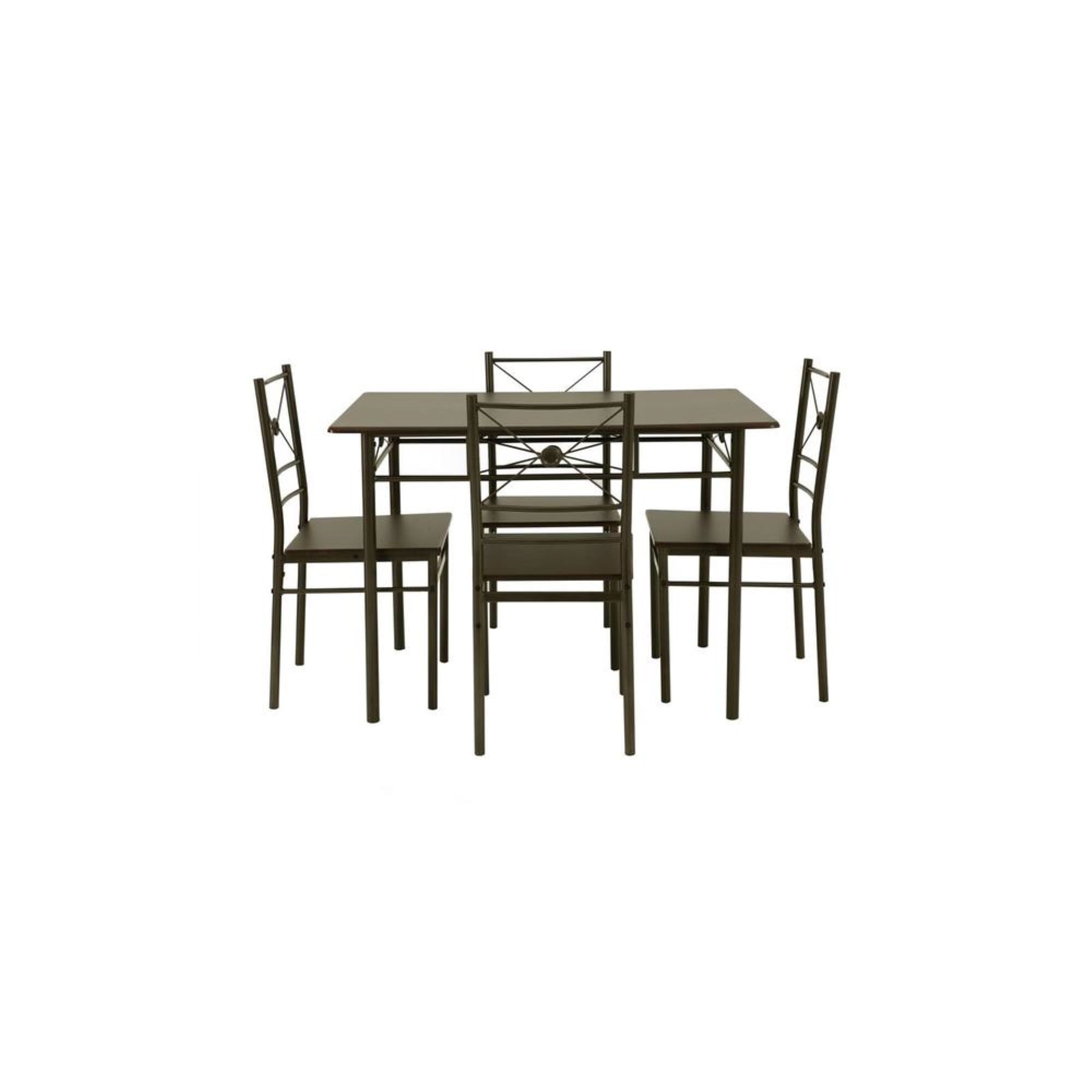 Dark Bronze 5-Piece Metal and Wood Dining Set