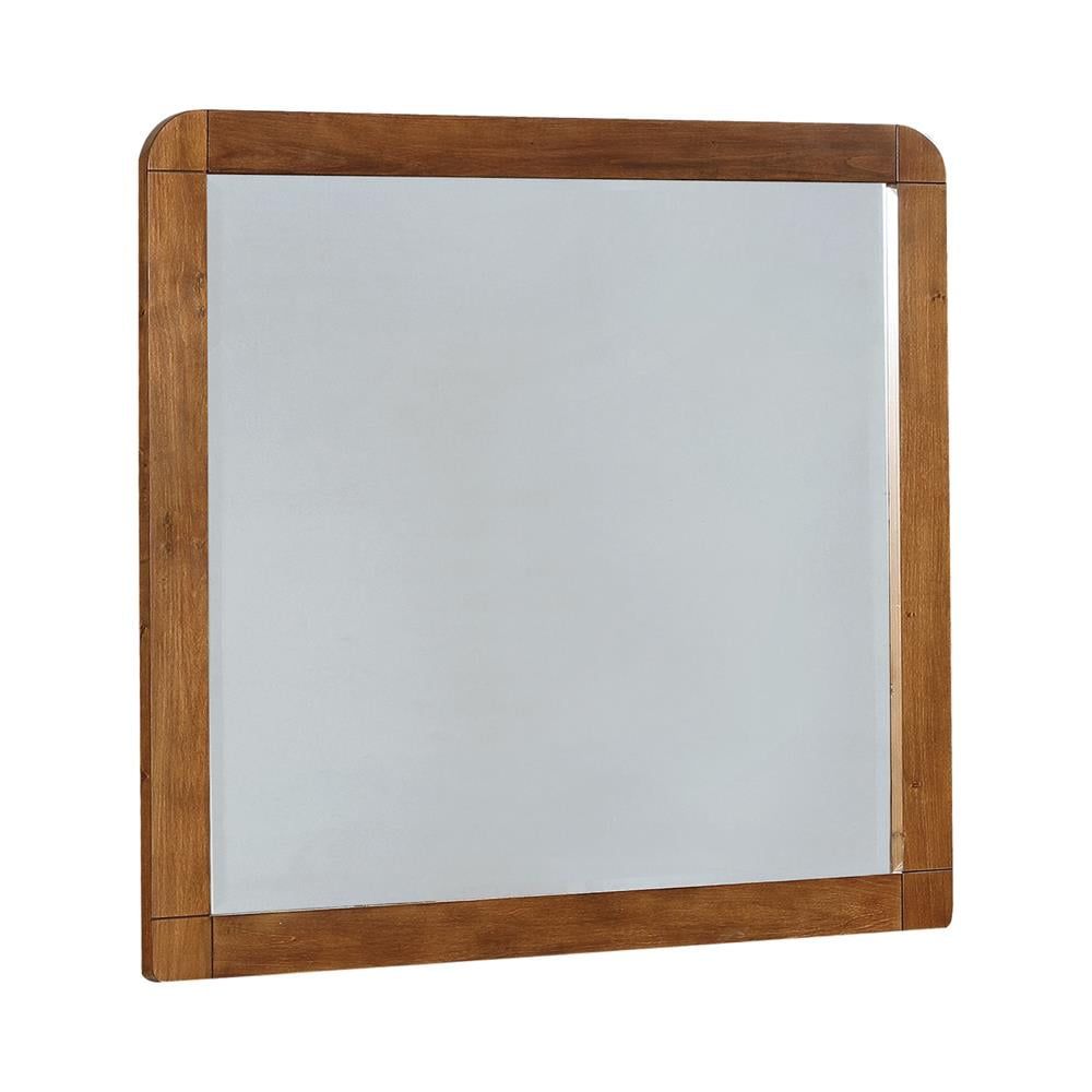 Contemporary Dark Walnut Square Wall Mirror 39.75"