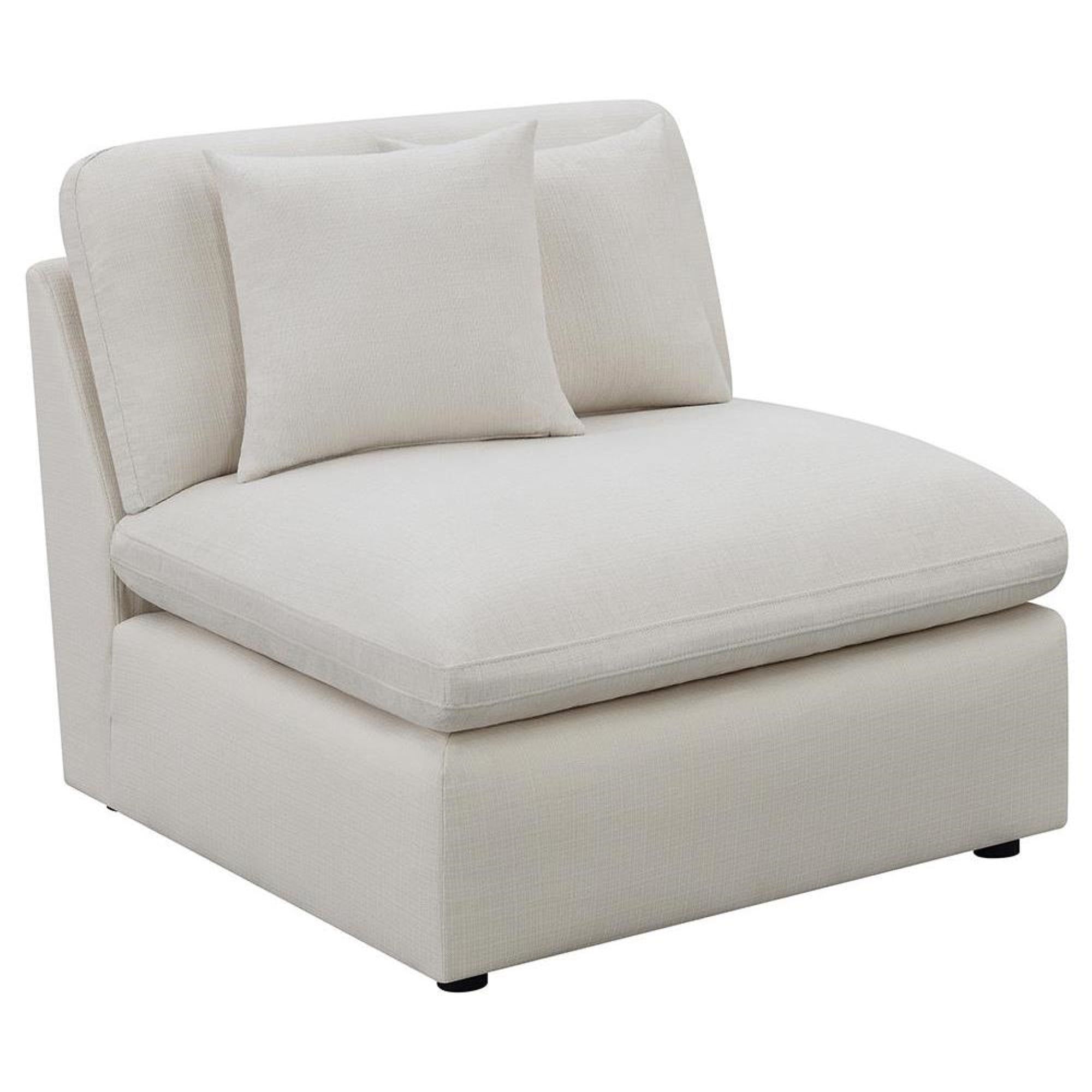 Ivory Moisture Resistant Armless Accent Chair with Cushions