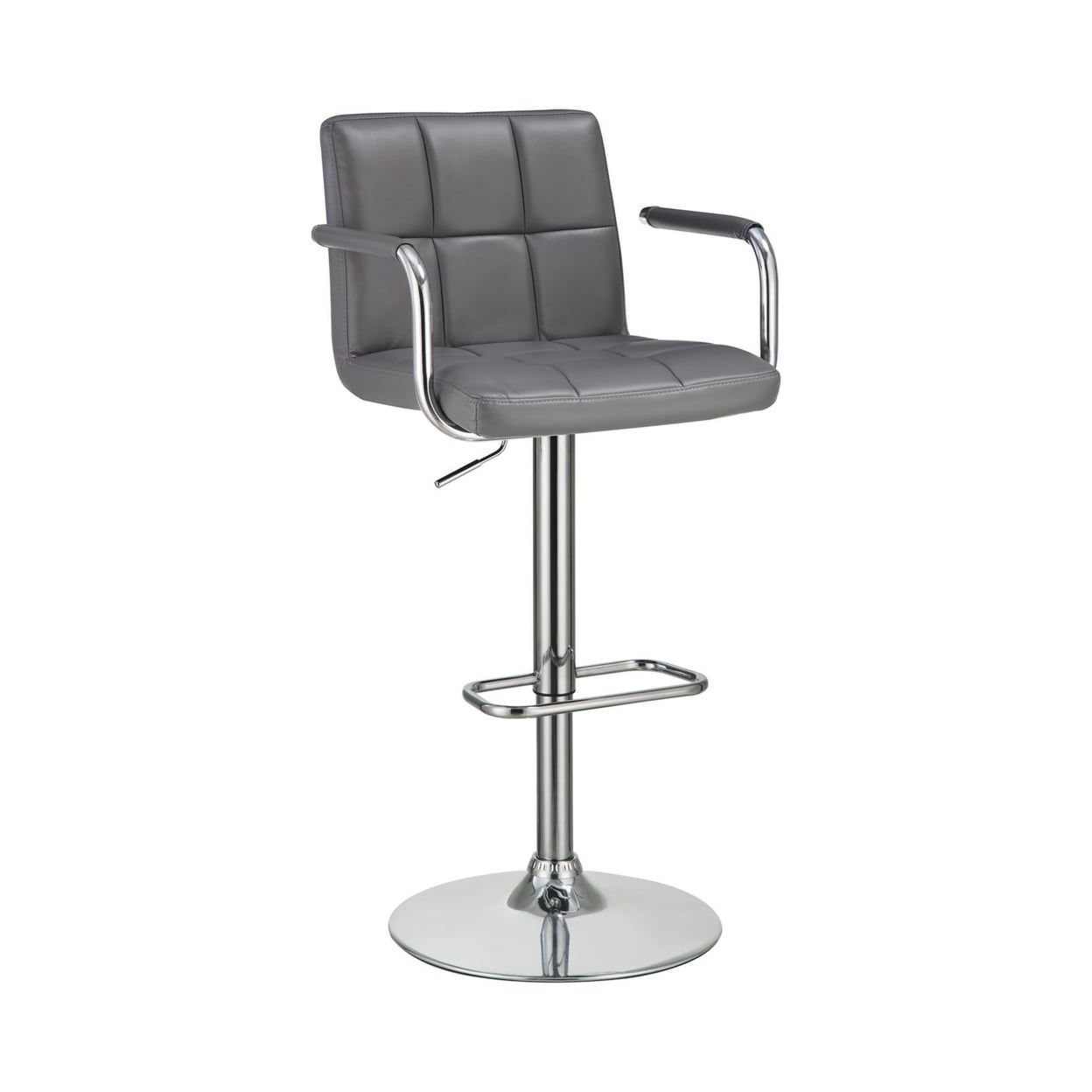 Gray Adjustable Swivel Bar Stool with Chrome Base