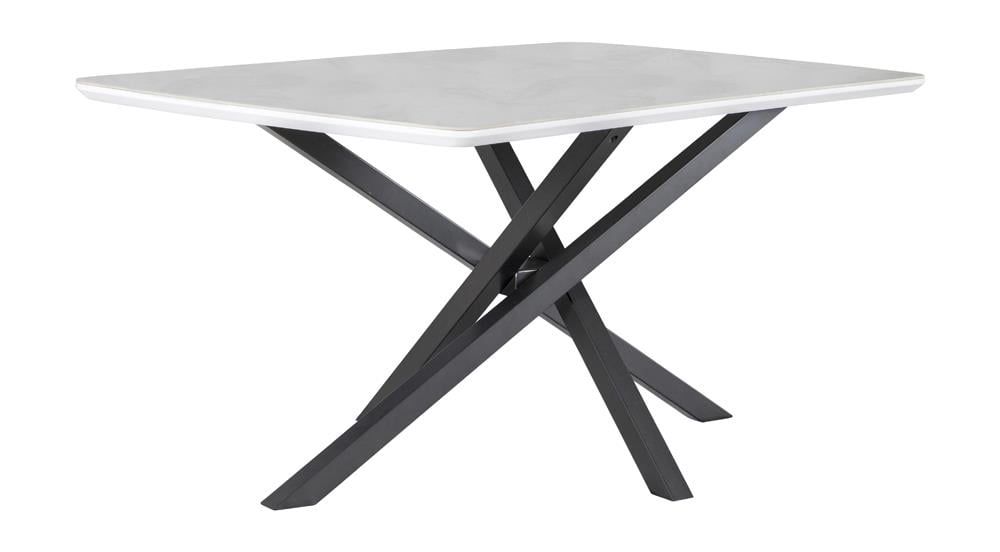 Contempo Chic Black & White Marble Ceramic 63" Dining Table