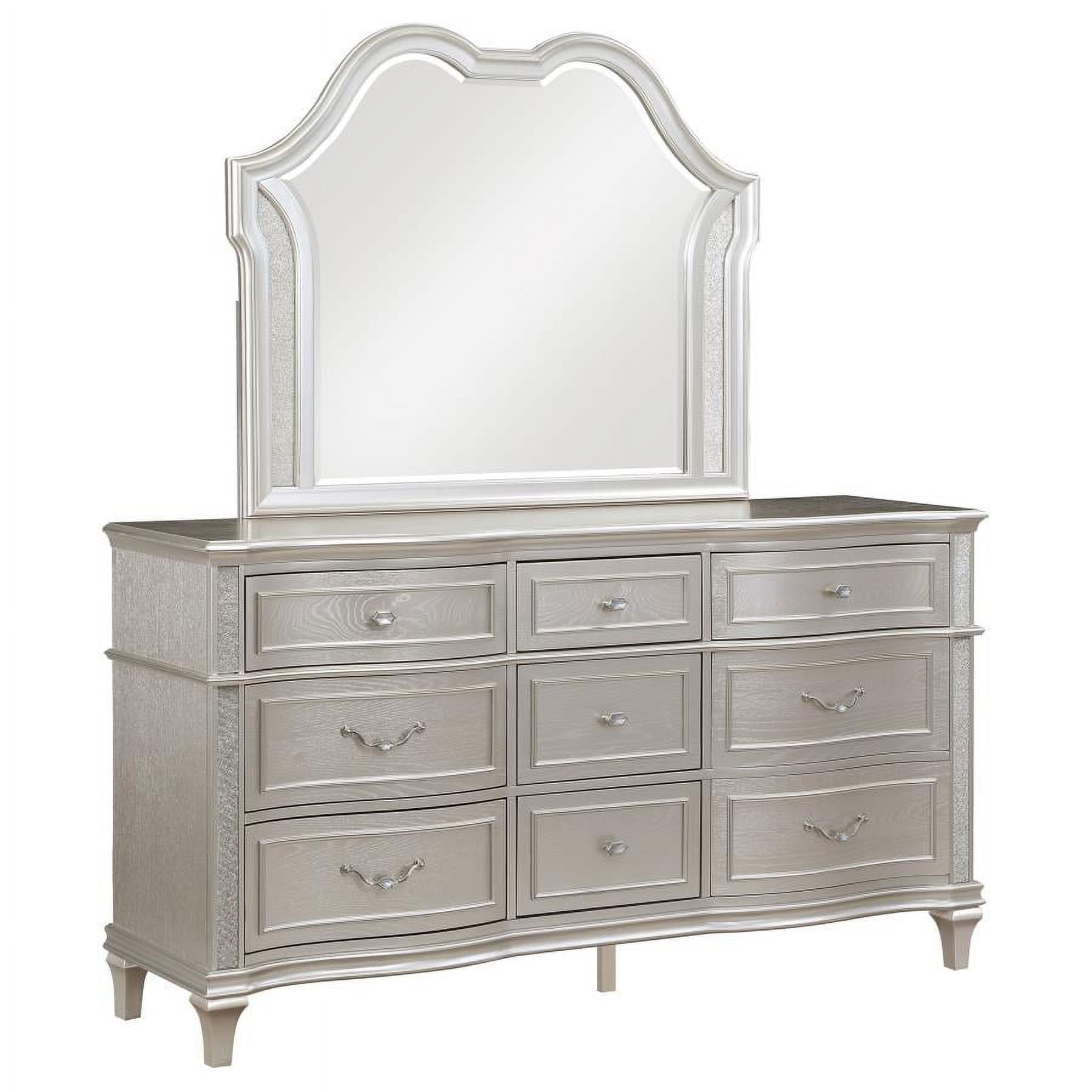 Silver Oak 9-Drawer Dresser with Mirror and Felt Lined Drawer