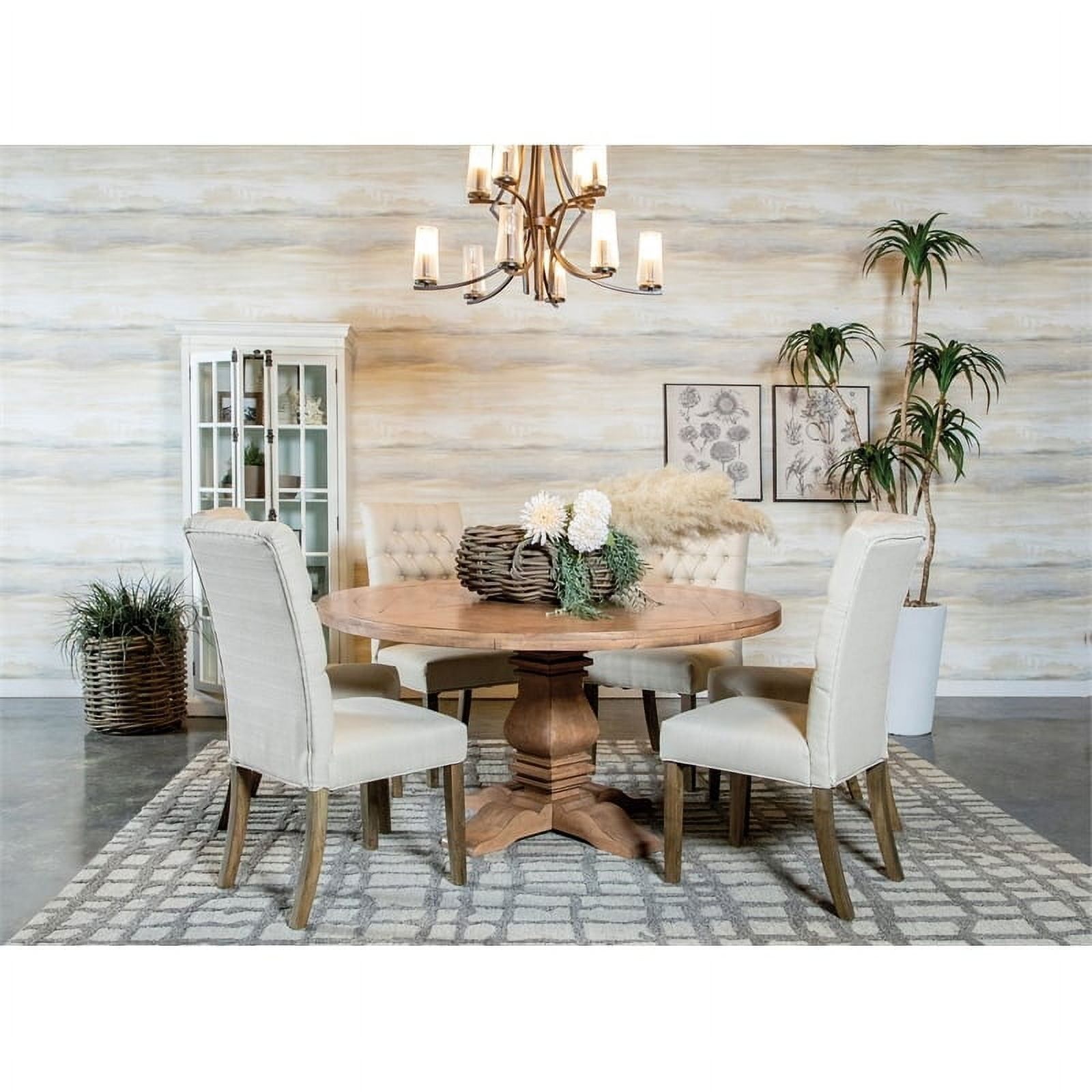 Rustic Smoke and Oatmeal 7-Piece Round Wood Dining Set