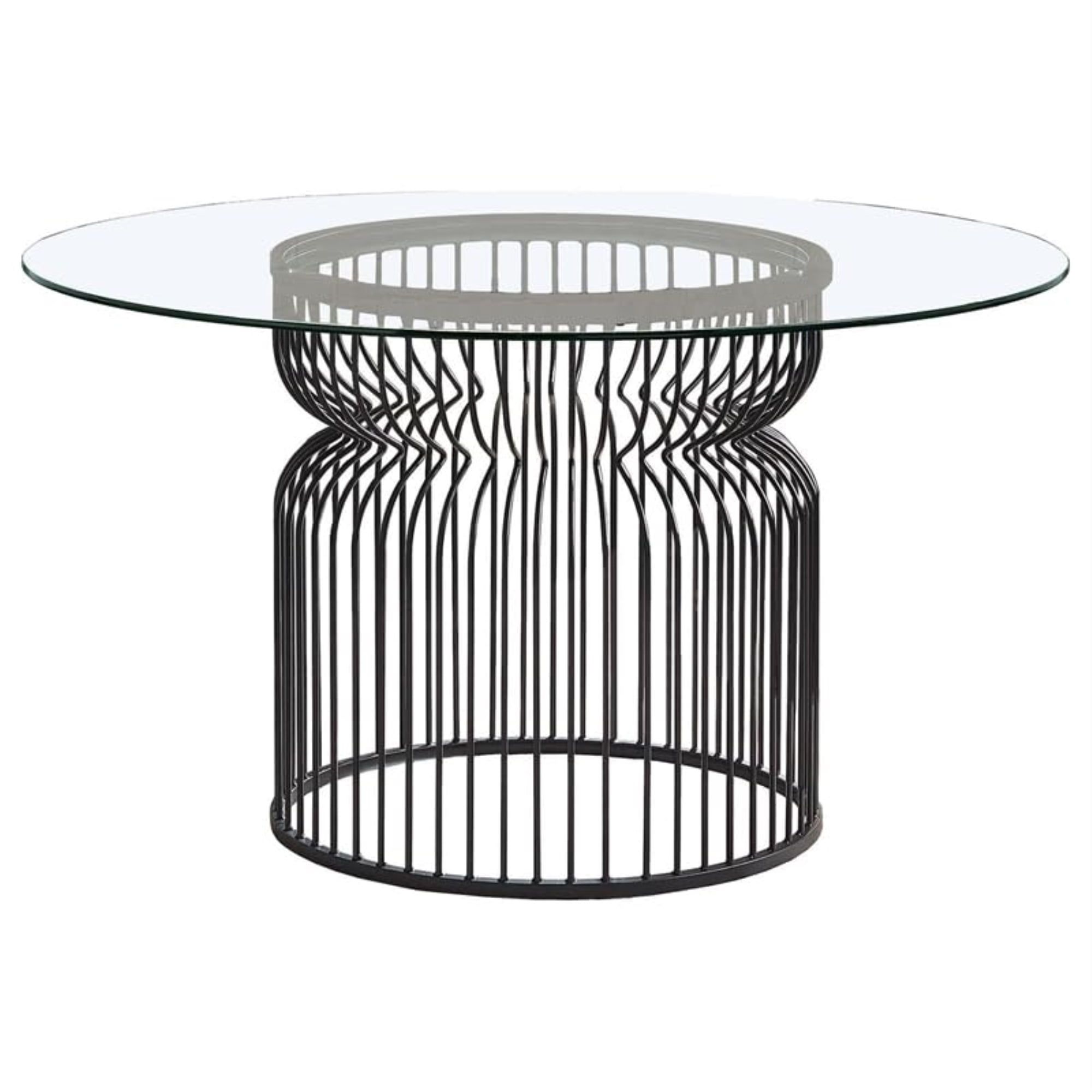 Granvia Round Clear Glass and Gunmetal Dining Table