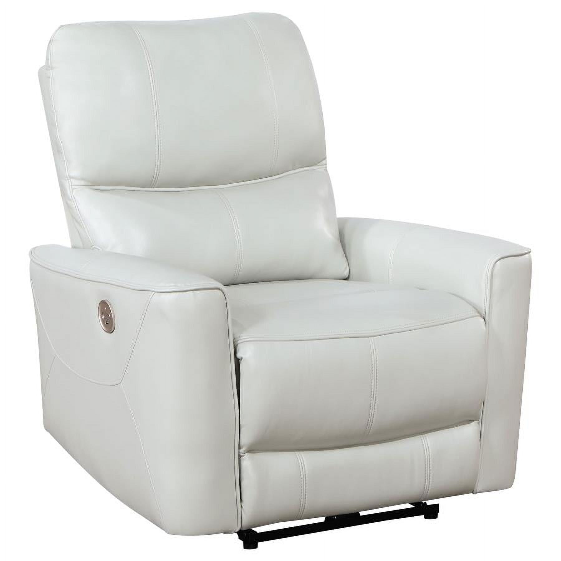 Pearl Silver Faux Leather Power Recliner with Wood Frame