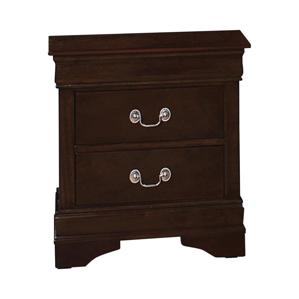 Transitional Cappuccino Nightstand with Bright Metallic Hardware