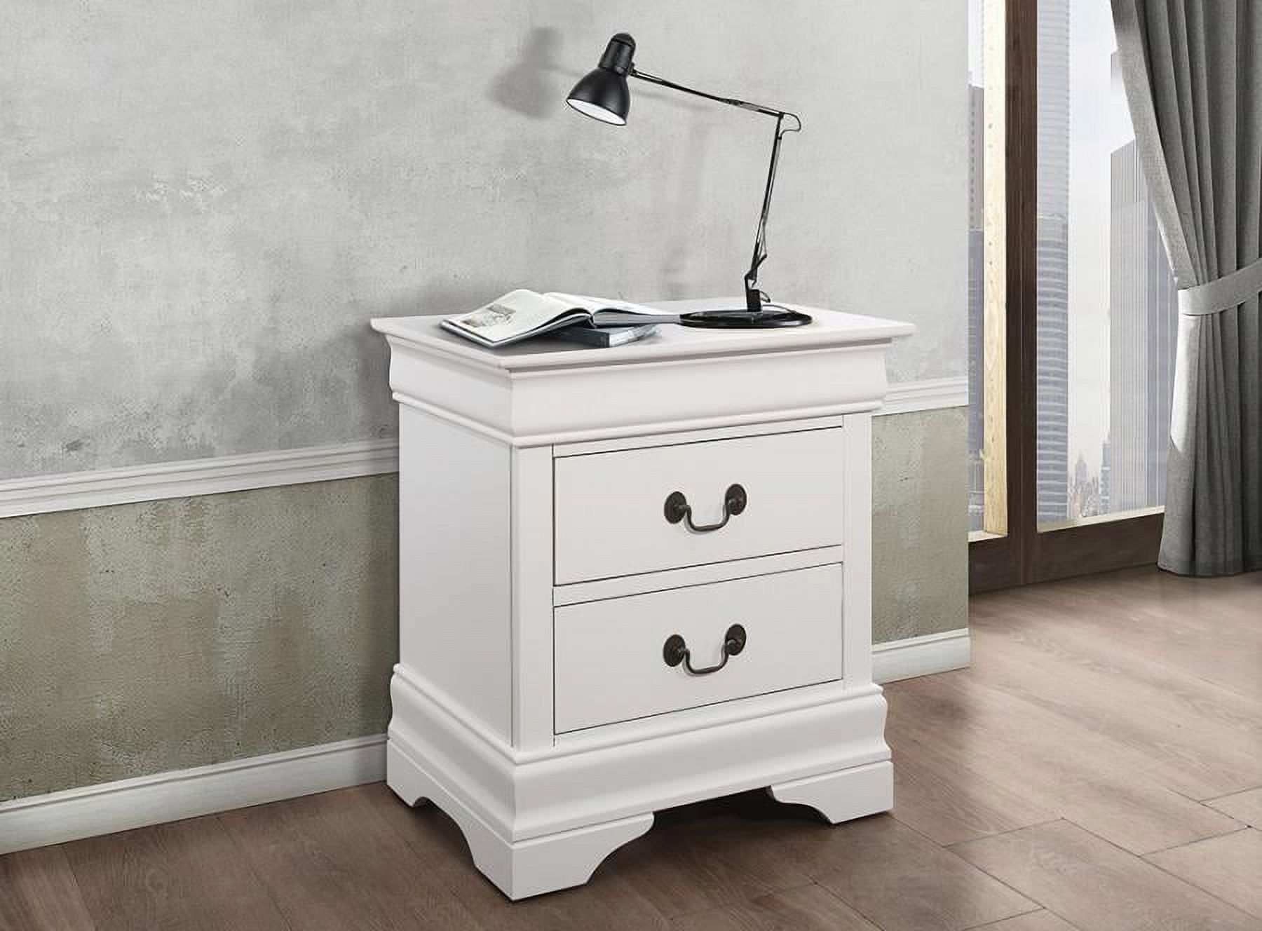 White Transitional 2-Drawer Nightstand with Felt Lined Drawers