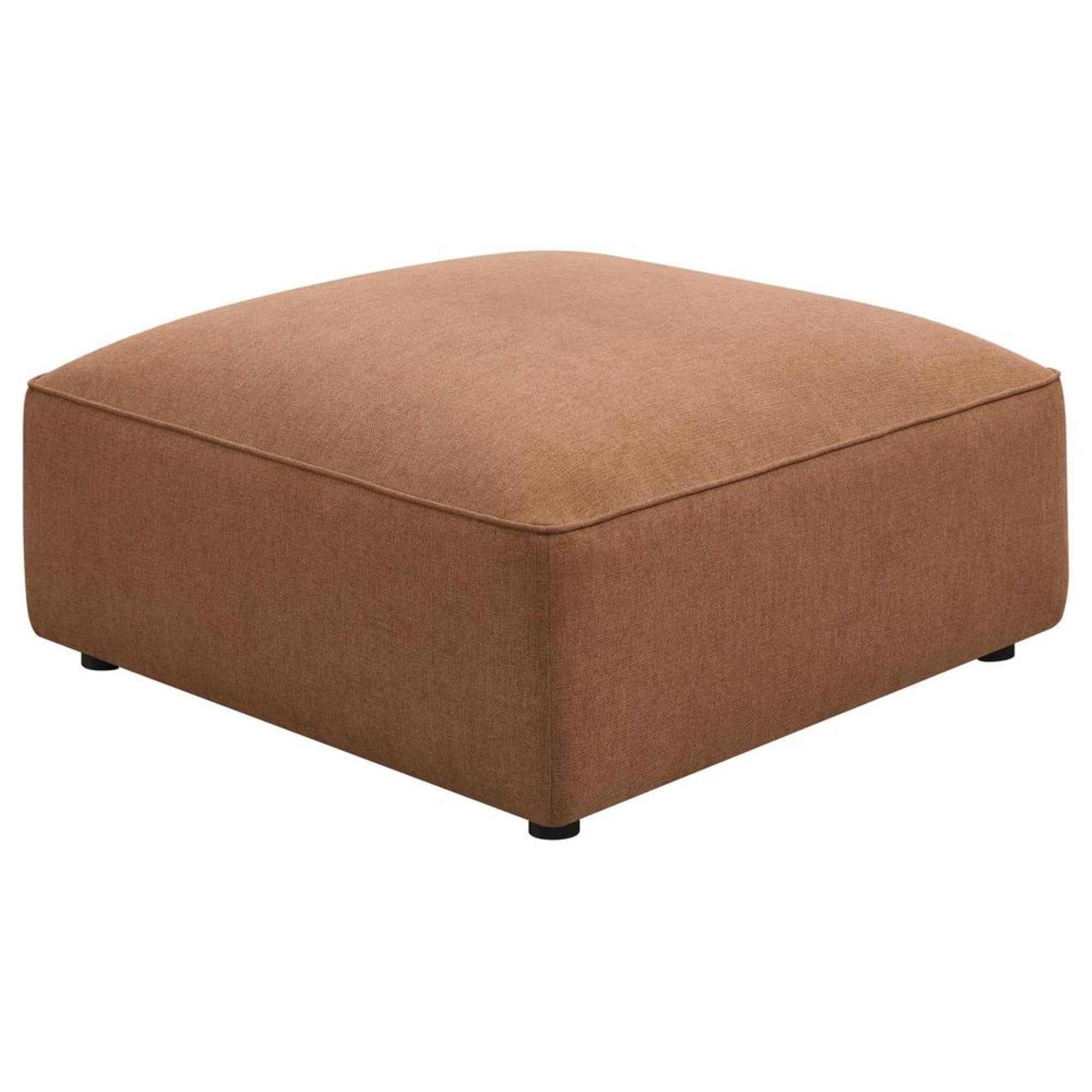 Terracotta Fabric Upholstered Square Storage Ottoman