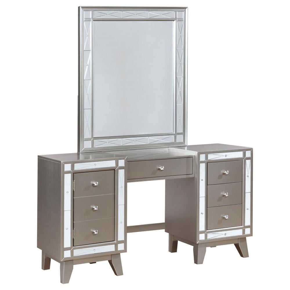 Metallic Mercury 3-Piece Vanity Set with Bench and Mirror