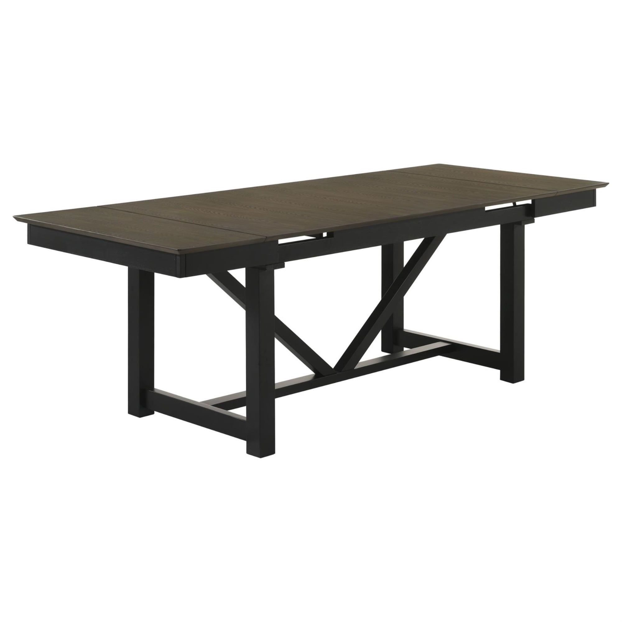 Malia Black and Brown Wood Rectangular Extendable Dining Table