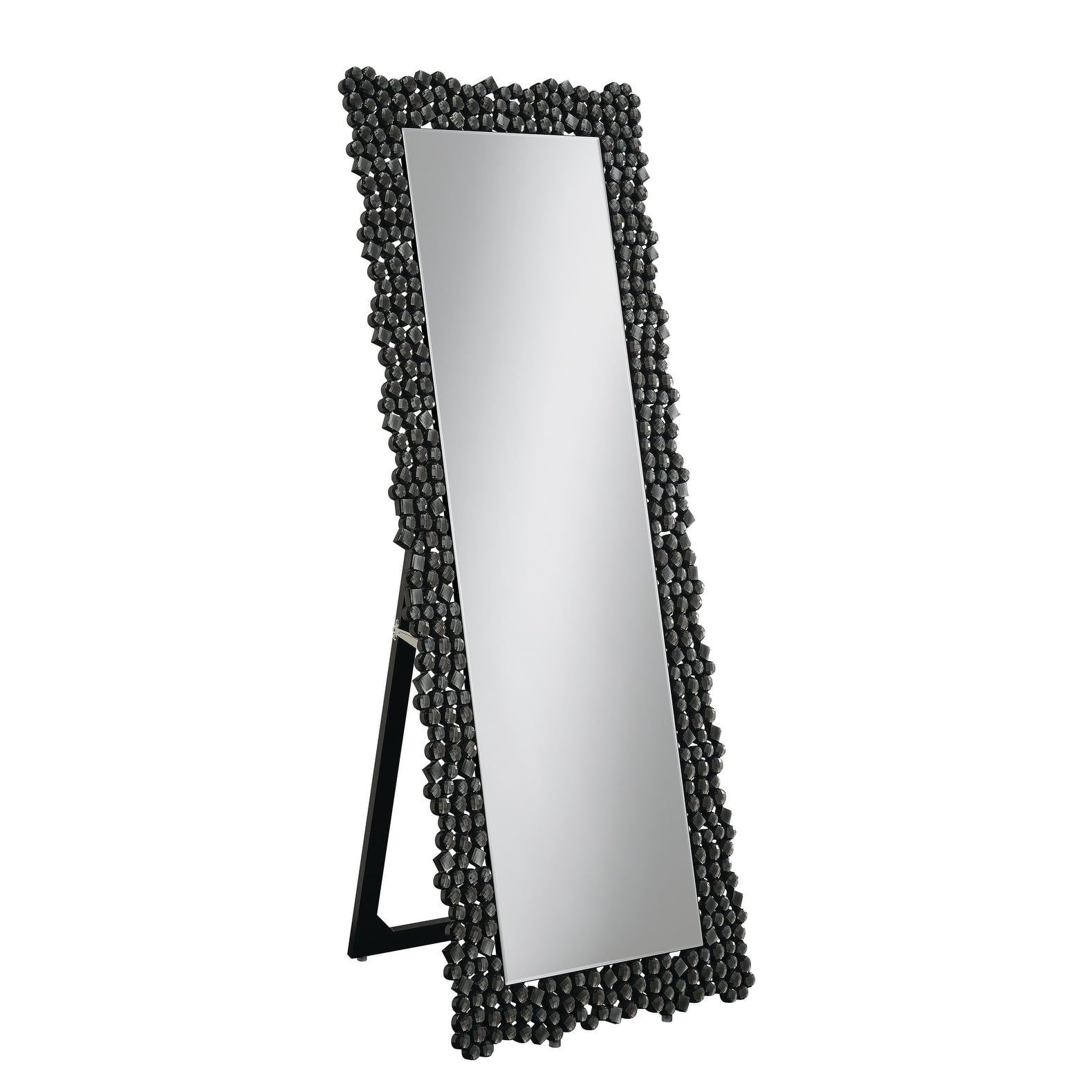 Silver Smoky Grey Crystal Frame Full Length Freestanding Mirror