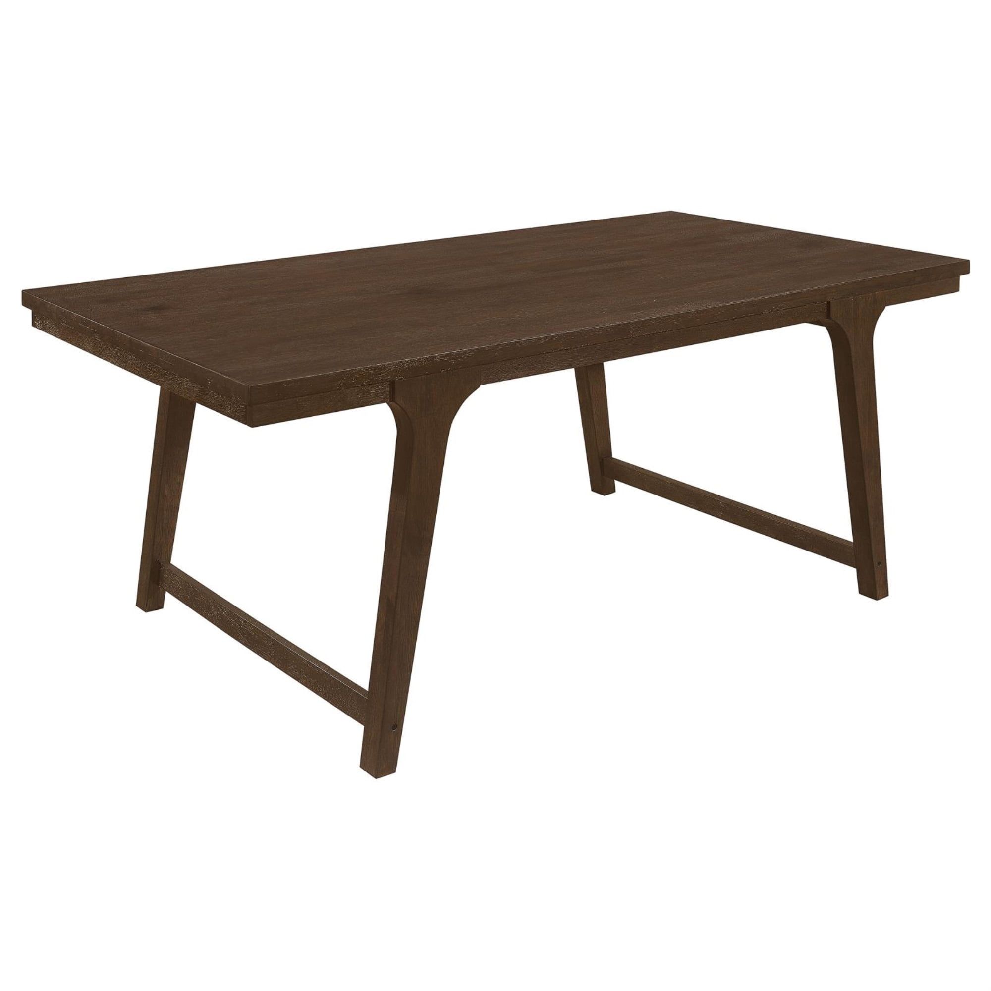 Brown Oak Rectangular Farmhouse Dining Table for Six