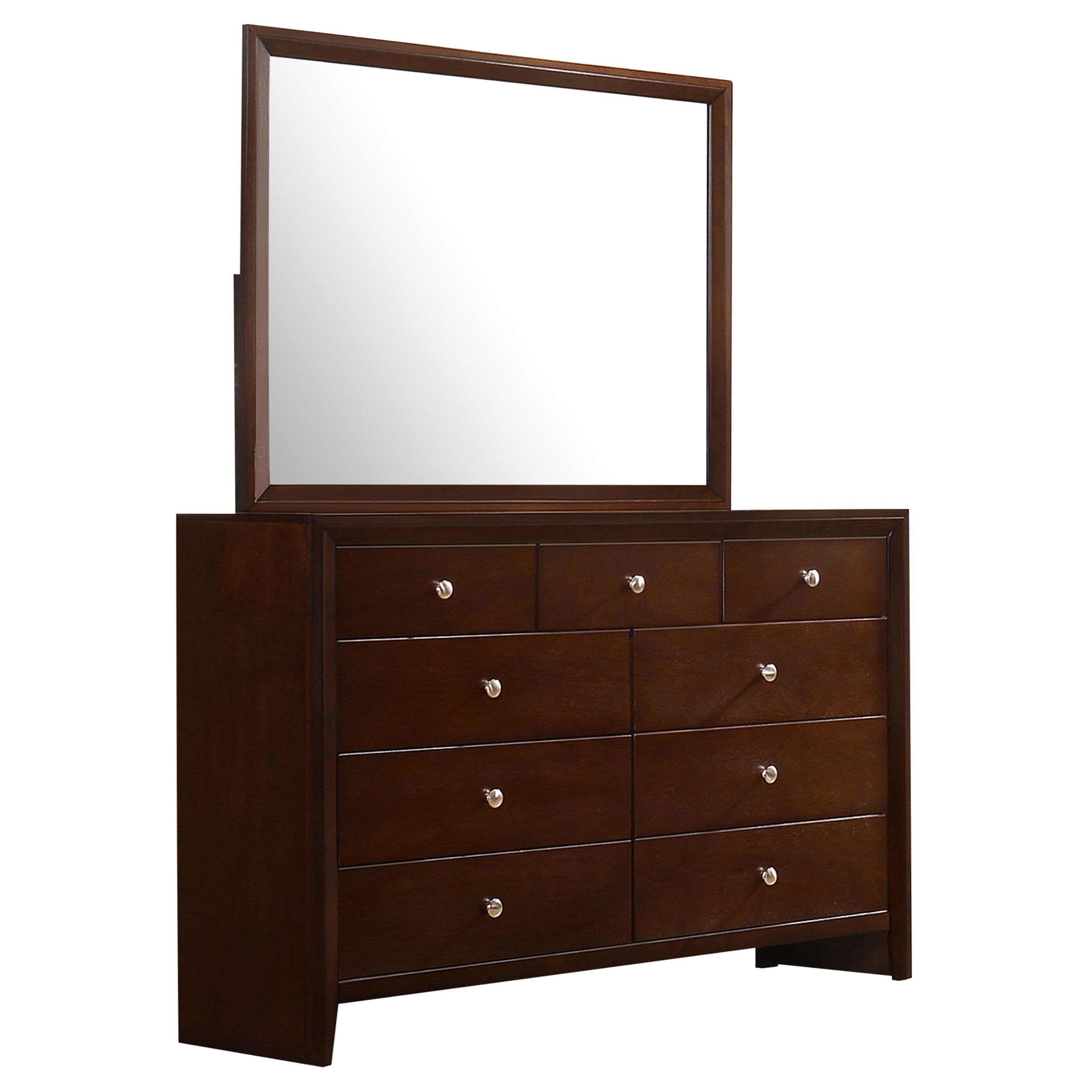 Rich Merlot 9-Drawer Solid Wood Dresser with Mirror