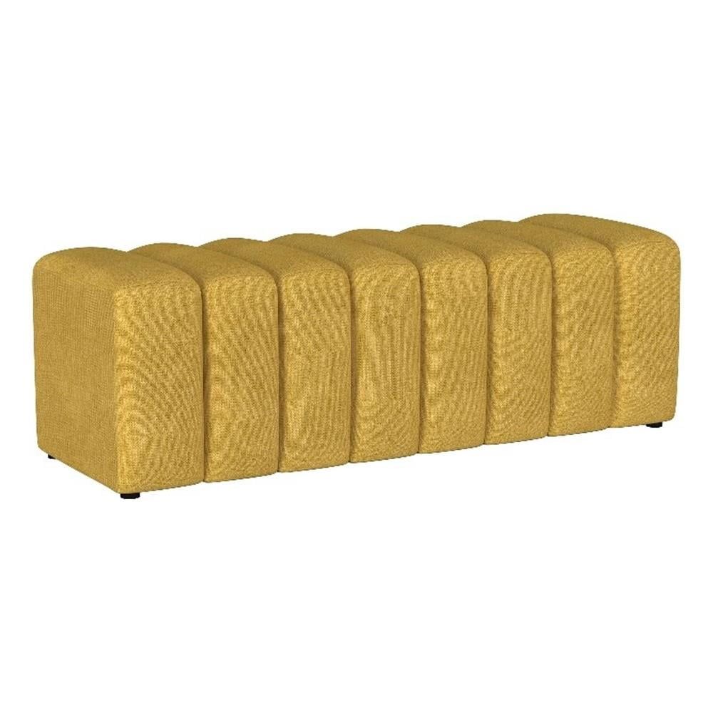 Mustard Yellow Fabric Upholstered Tufted Accent Bench