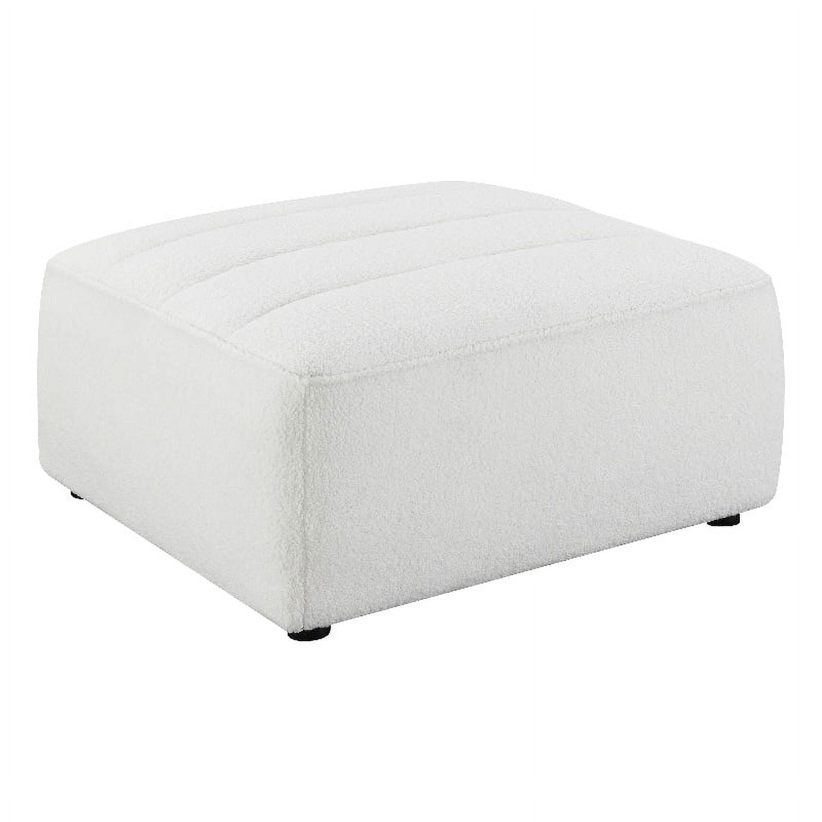 White Faux Sheepskin Tufted Oversized Ottoman